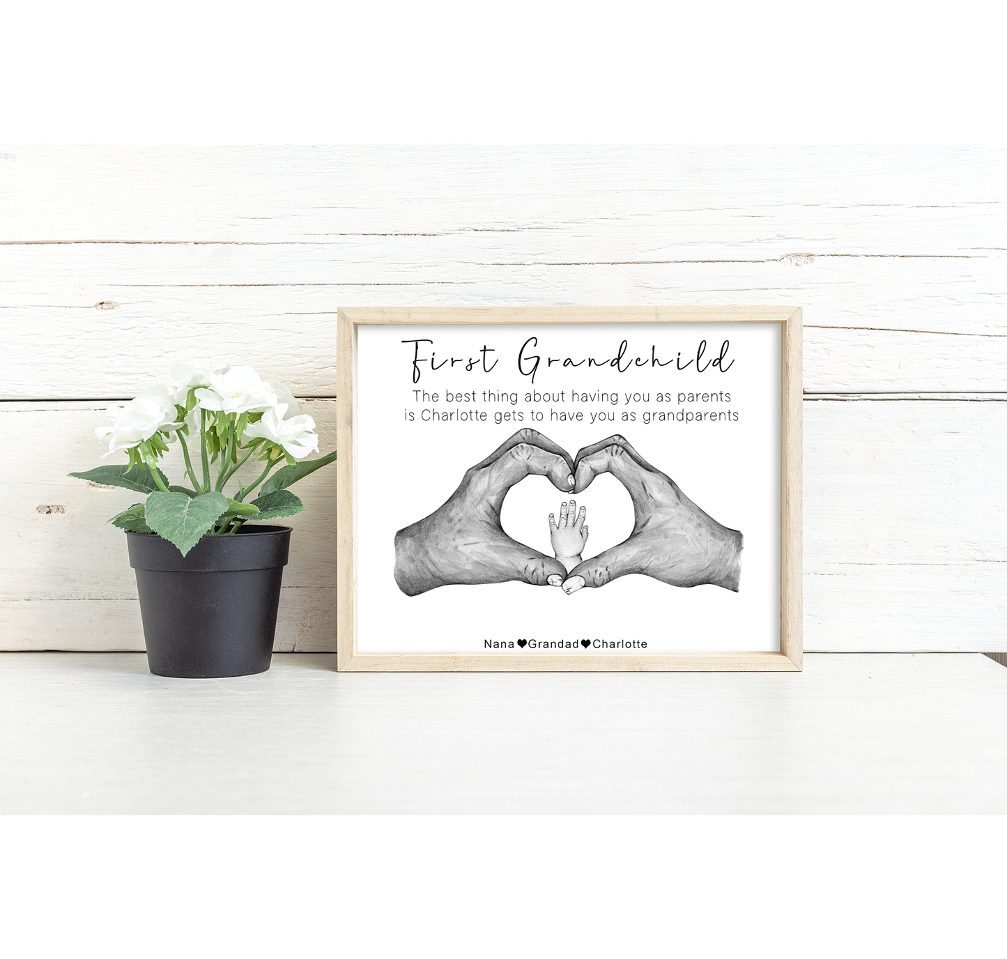 Grandma hands in shape of a heart with grandchildren print | Black and white or full colour | A3 | A4 | A5 |