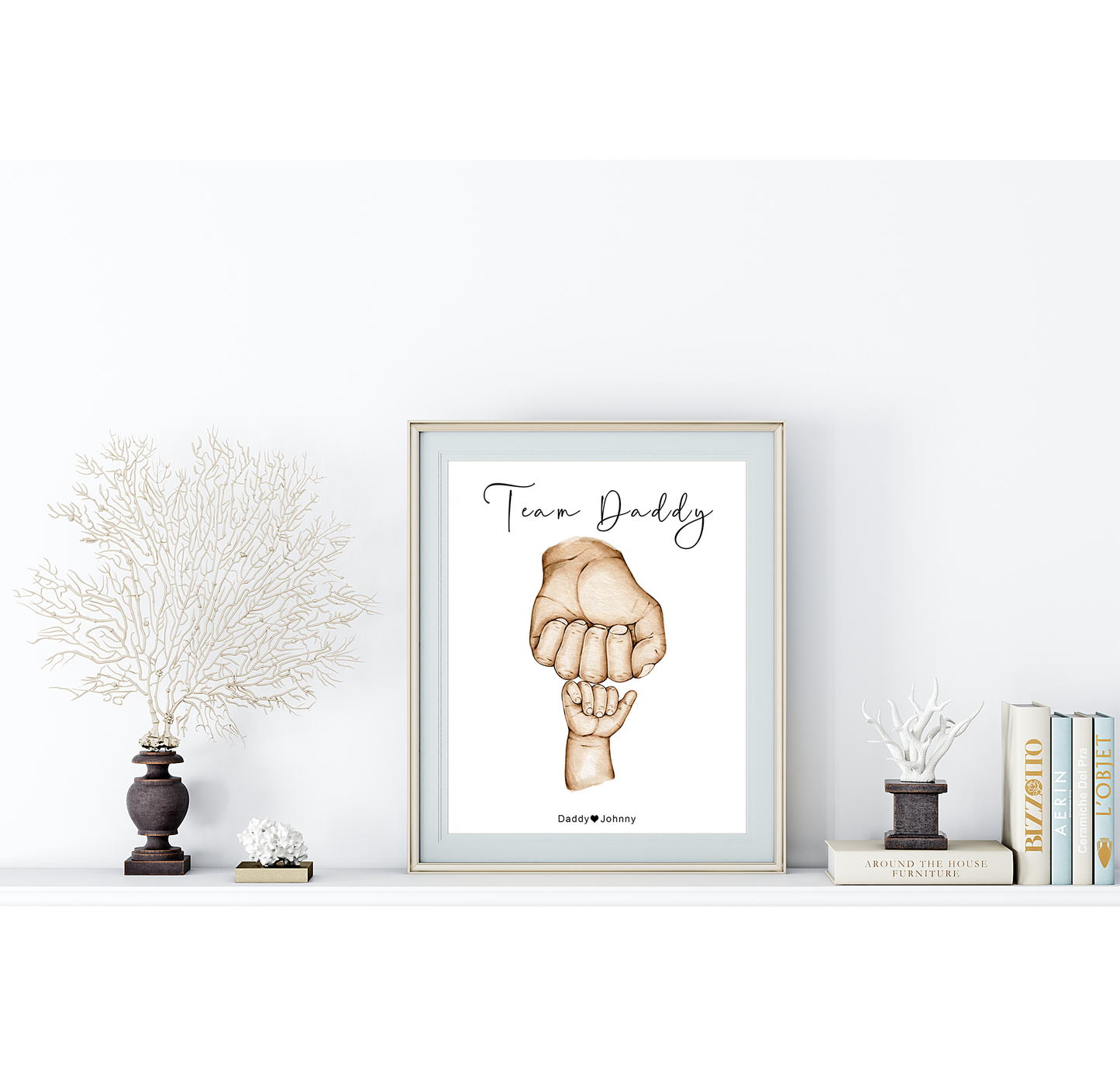 Family fists wall art | Family hand team portrait in natural skin tones or Black and white