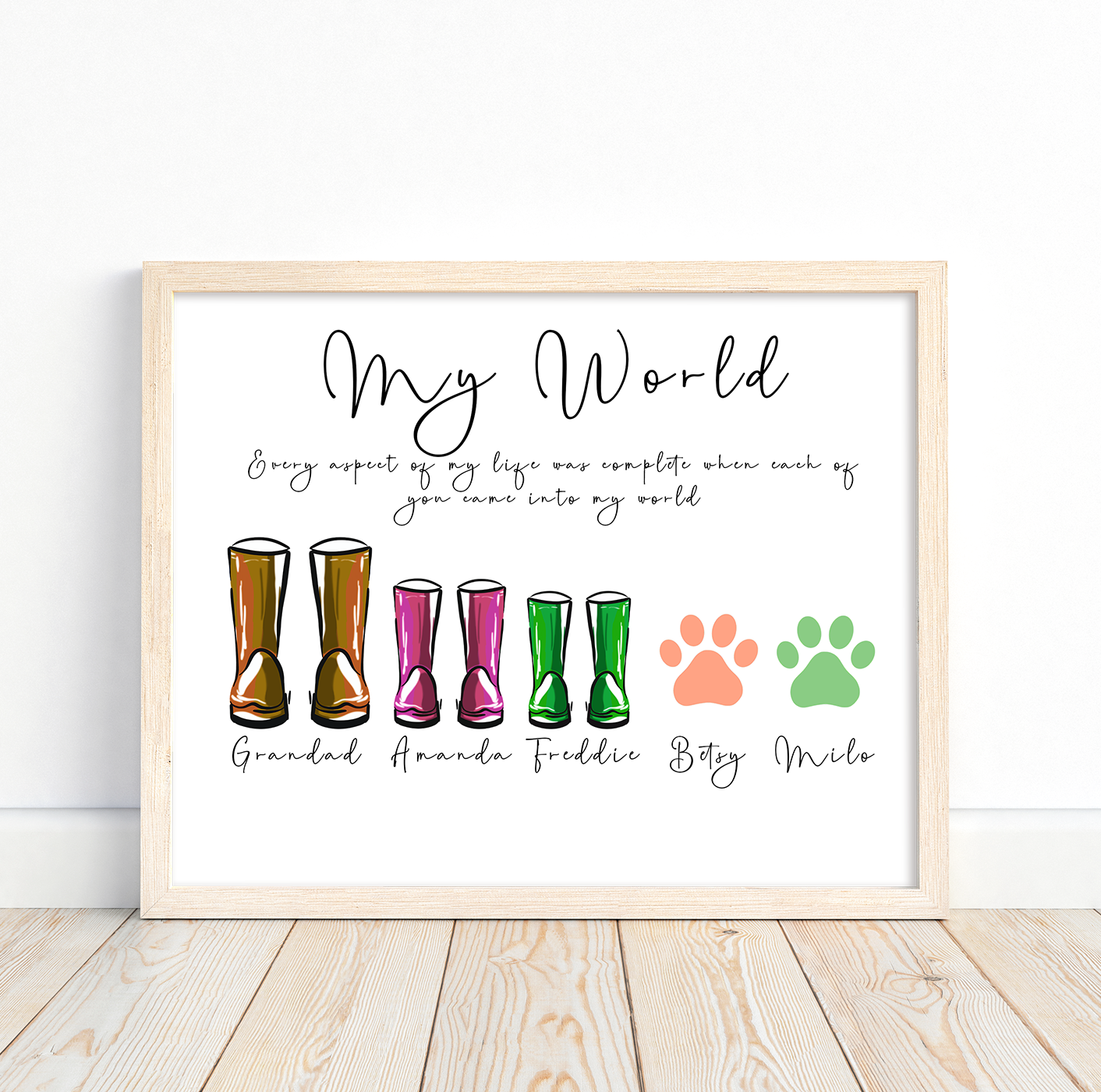 Personalised grandma wellies print custom grandparent wellington boo