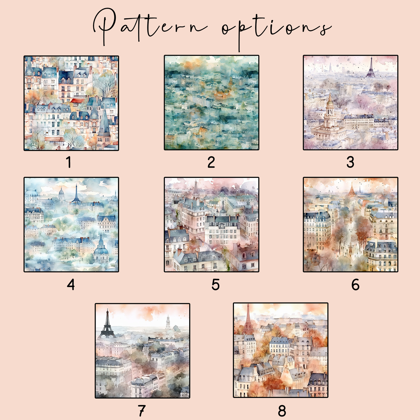 Parisian journal with breath taking Paris skyline pattern, personalised with name and custom message | A4 | A5 | 5x7