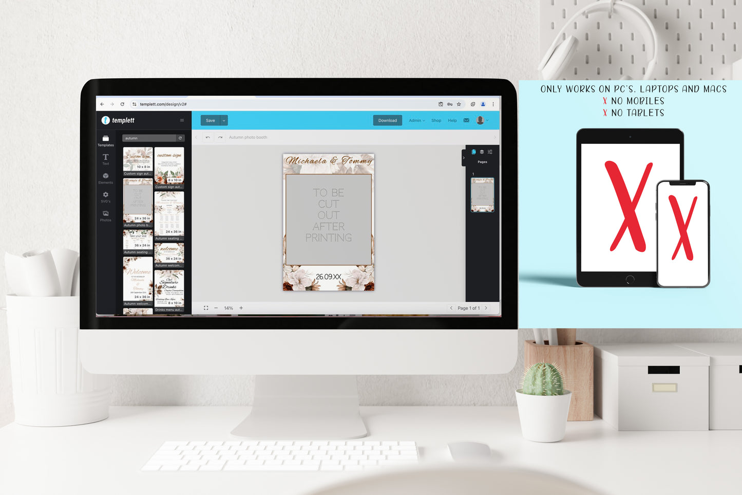 Autumn Floral Wedding Sign Template: Editable Seating Charts (Digital Download)