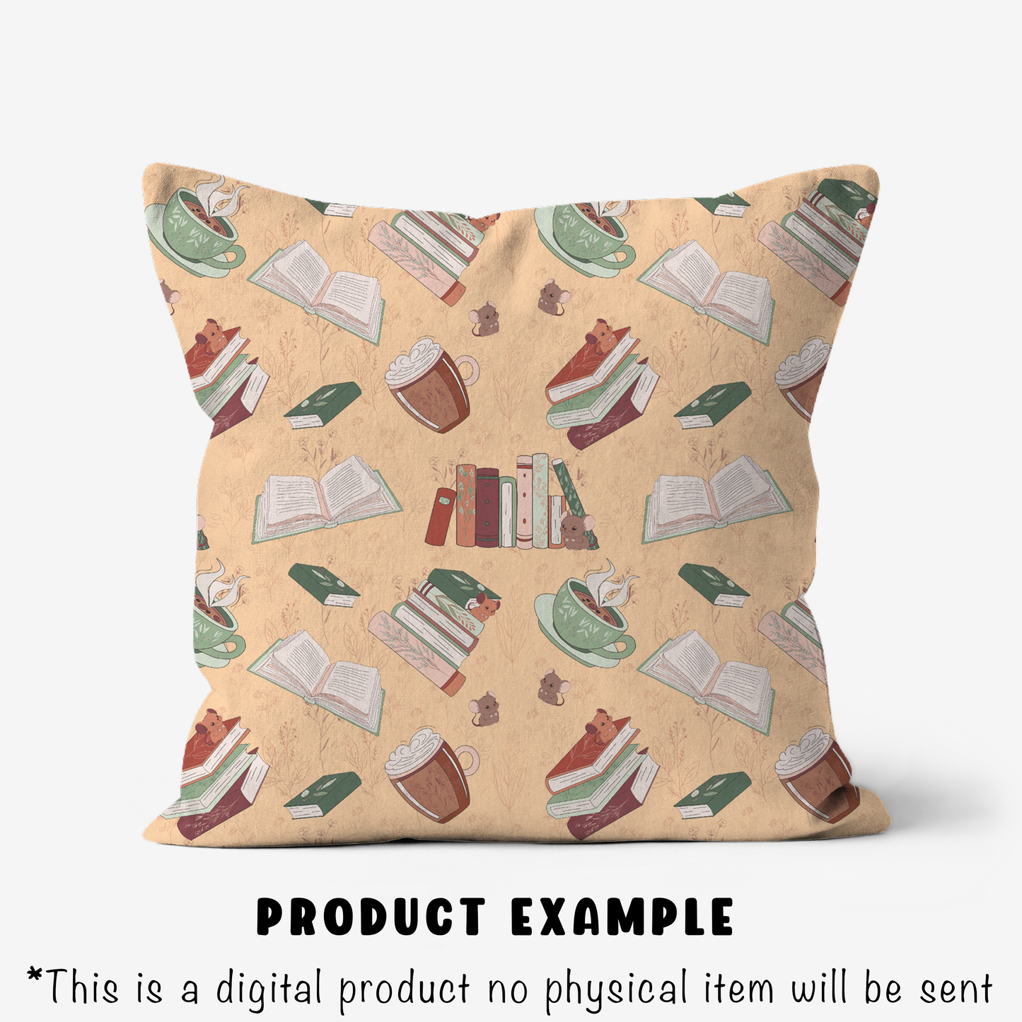 Bookish mouse seamless pattern, cute digital paper for reading enthusiasts or book lovers, high quality 300 dpi instant download