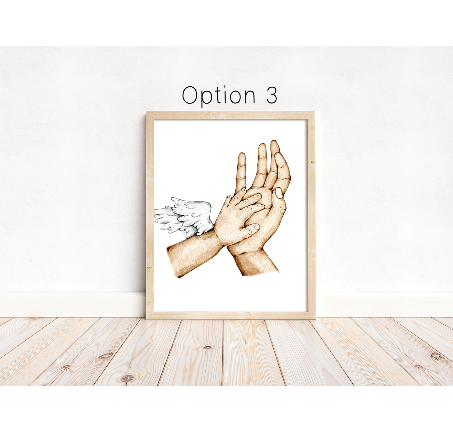 Miscarriage baby portrait with mum and baby hands | Baby memorial artwork | Angel baby print | Natural skin tones or Black and white | A3 | A4 | A5 |
