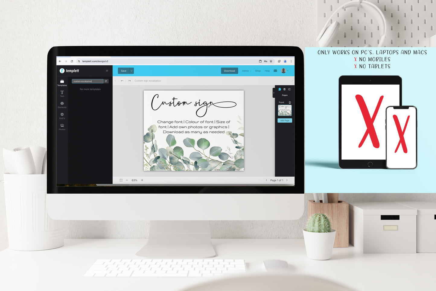 Eucalyptus Wedding large sign template bundle - 7x Editable Greenery Templates - Seating charts, welcome signs, photo booth frame