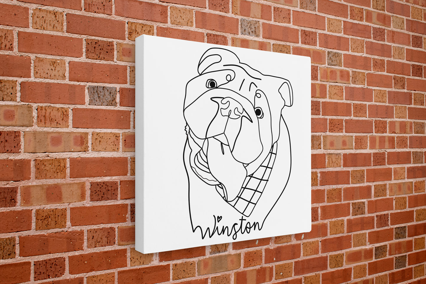 Custom Pet Portrait Canvas – Hand-Drawn Line Art