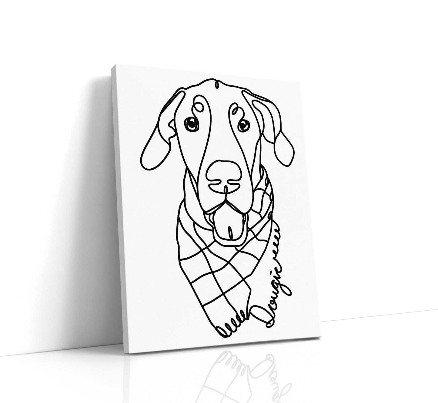 Custom Pet Portrait Canvas – Hand-Drawn Line Art
