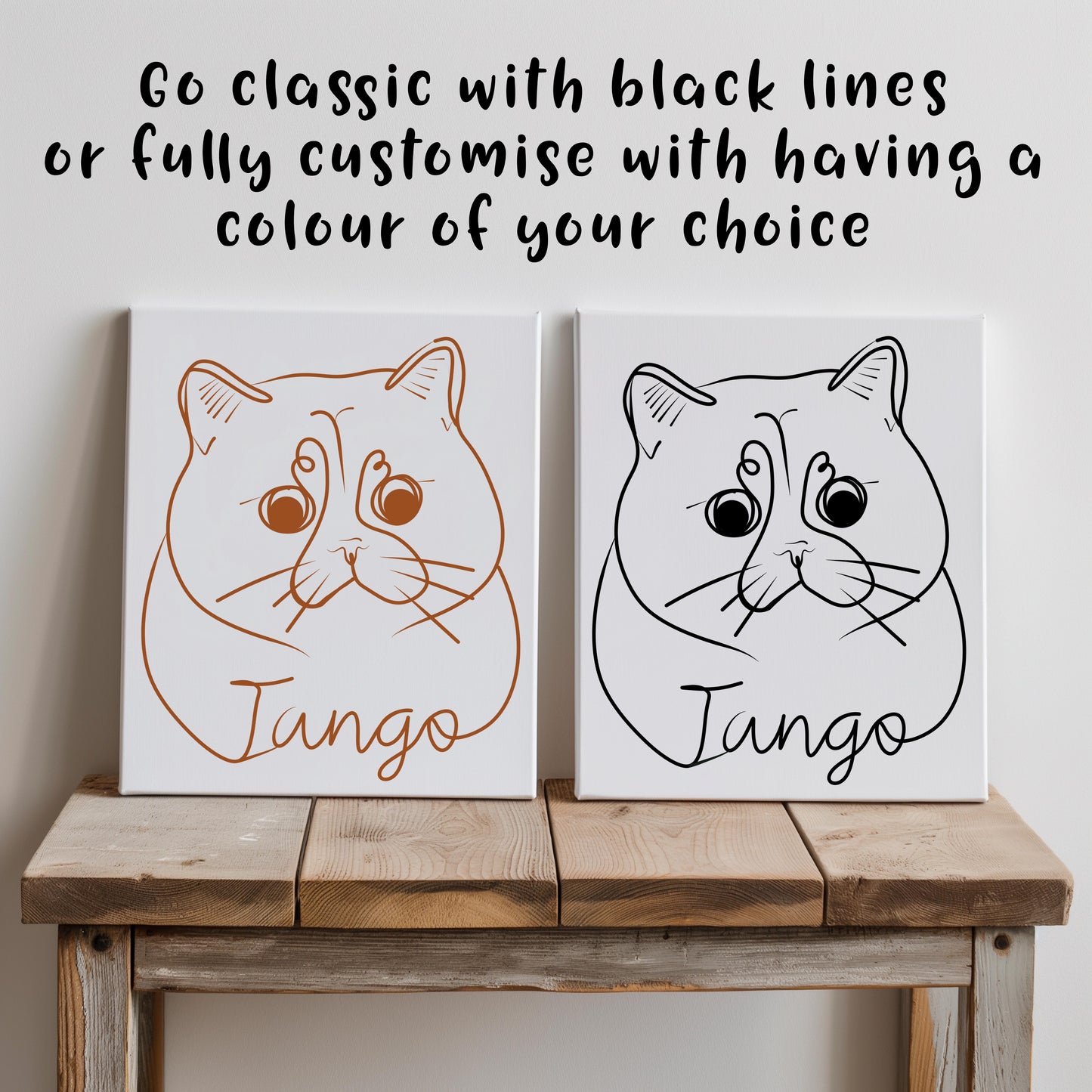 Custom Pet Portrait Canvas – Hand-Drawn Line Art