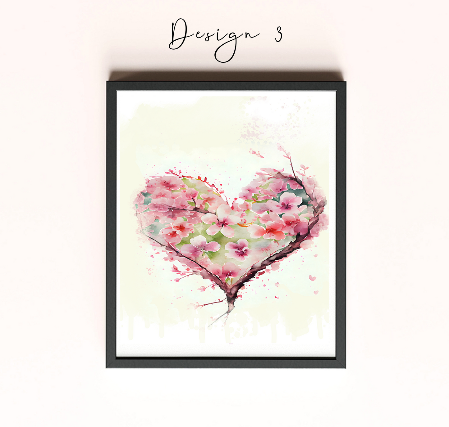 Pink blossom flower artwork for couples | greeting card | A4 | A5 | gift for girlfriend or boyfriend | Husband or wife present