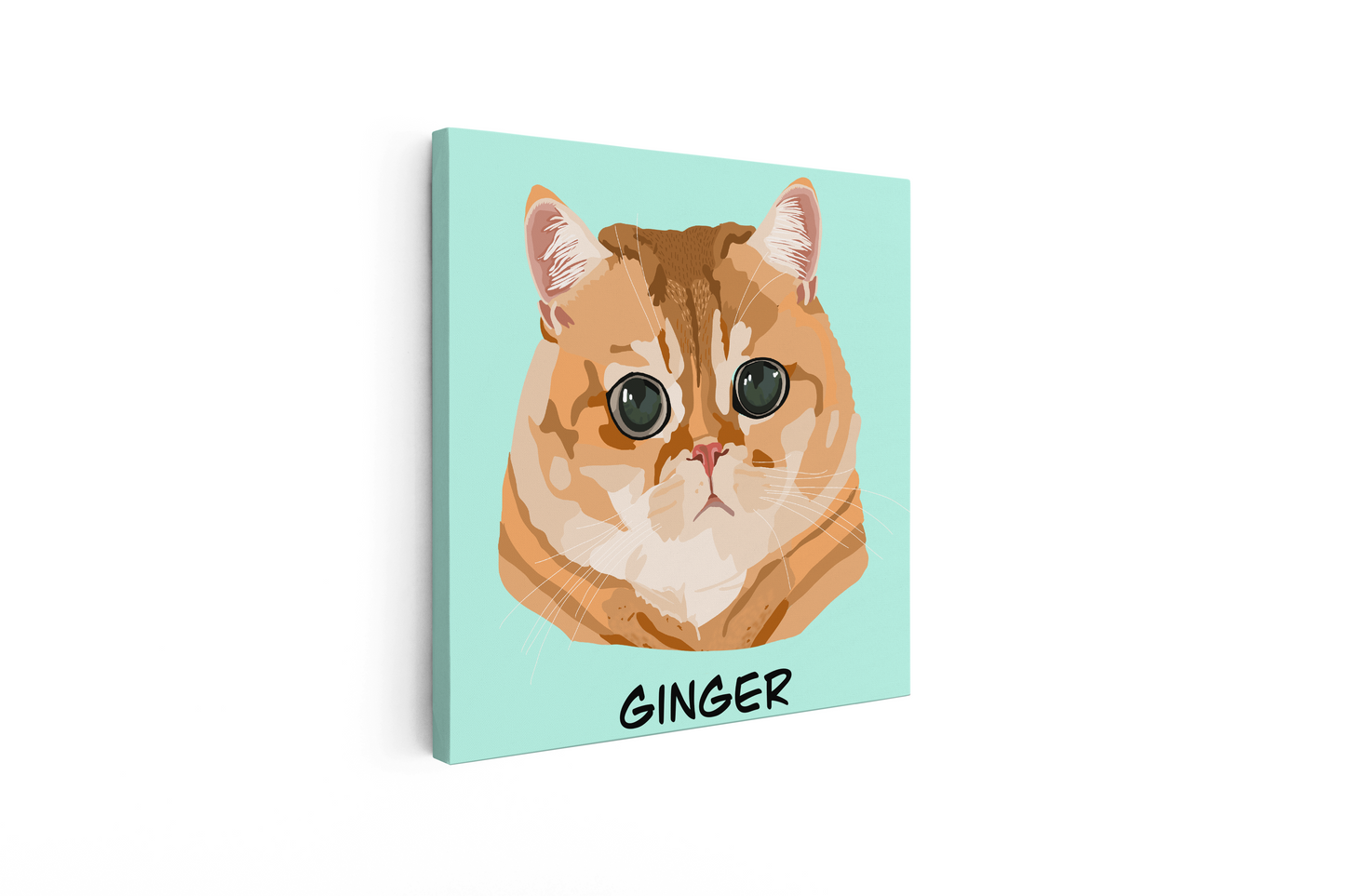 Custom Pet Portrait Canvas – Hand-Drawn Cartoon Pet Art