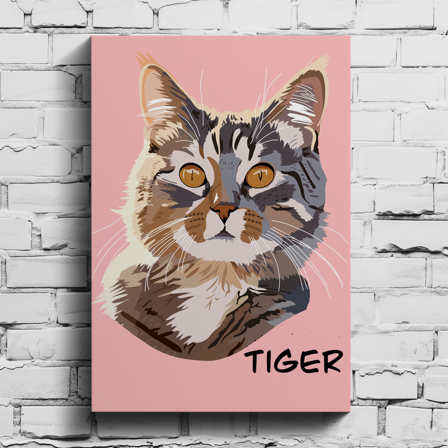 Custom Pet Portrait Canvas – Hand-Drawn Cartoon Pet Art