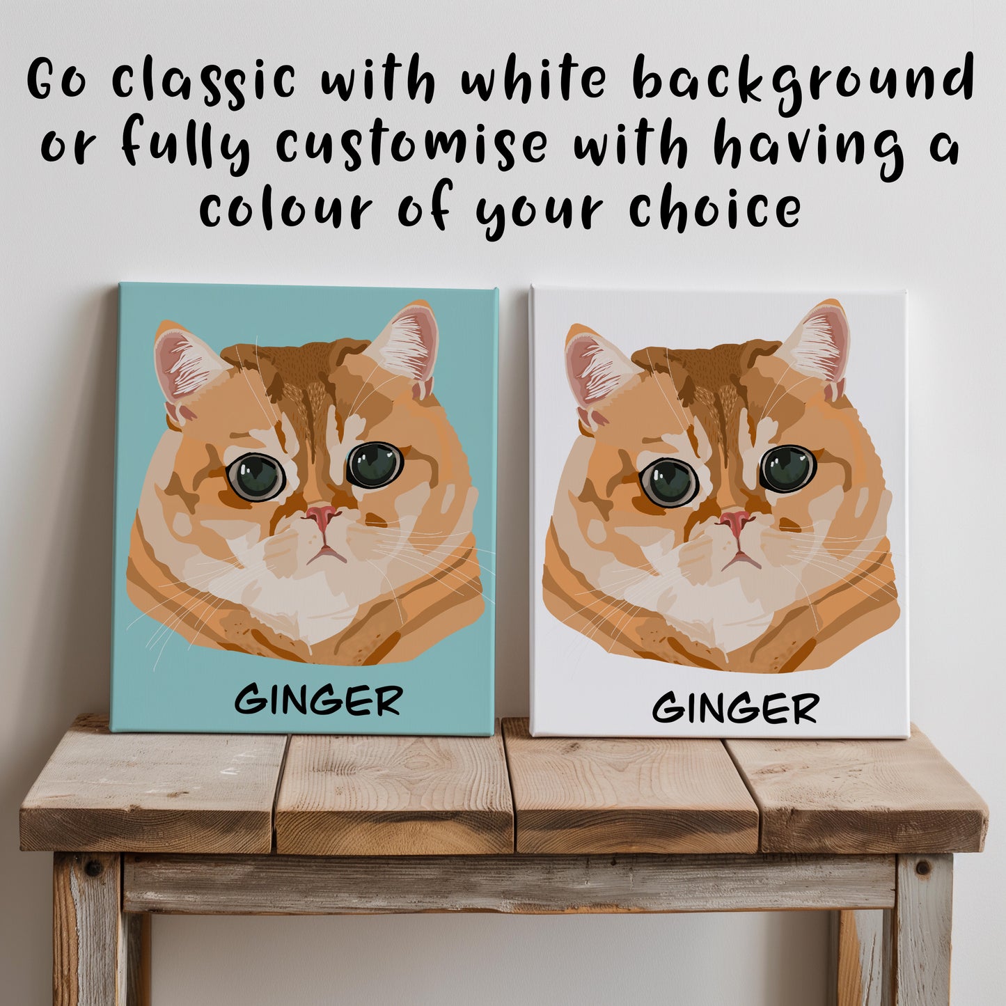 Custom Pet Portrait Canvas – Hand-Drawn Cartoon Pet Art