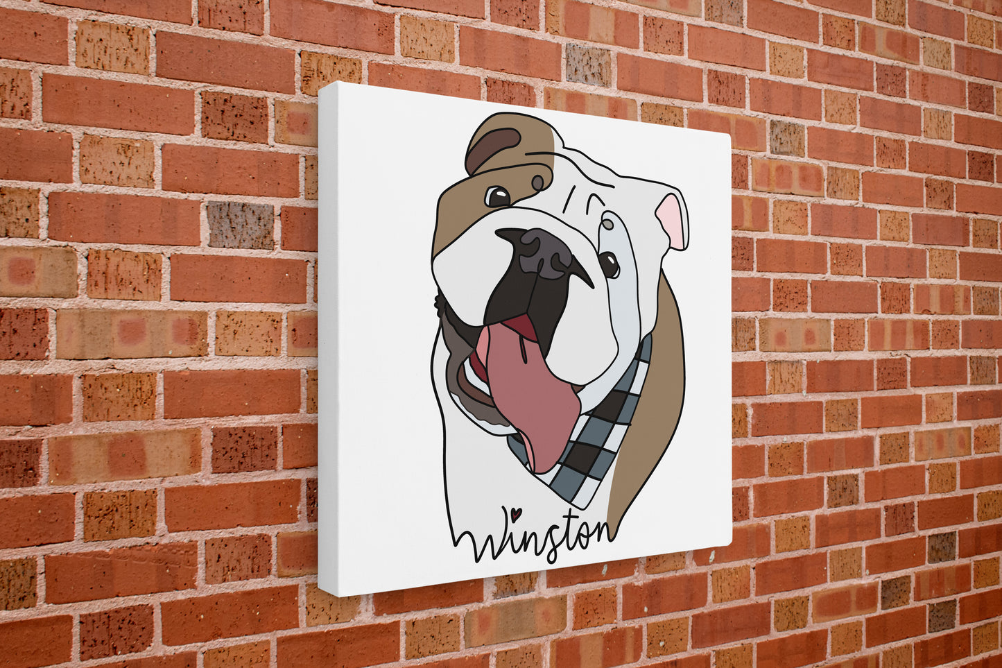 Custom Pet Portrait Canvas - Hand-Drawn Colour Line Art - Personalised Gift for Pet Lovers