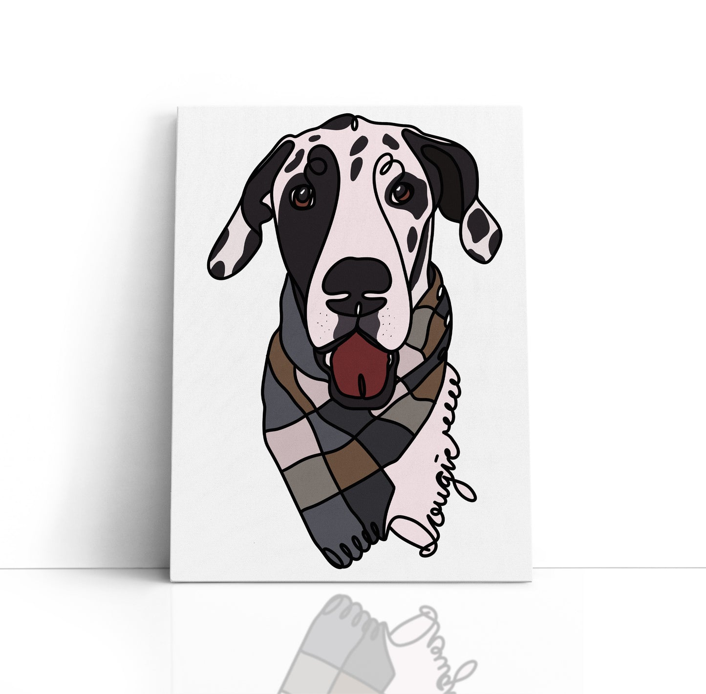 Custom Pet Portrait Canvas - Hand-Drawn Colour Line Art - Personalised Gift for Pet Lovers