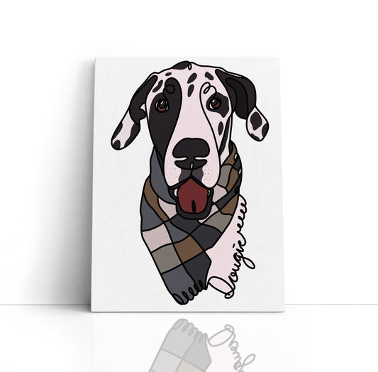 Custom Pet Portrait Canvas - Hand-Drawn Colour Line Art - Personalised Gift for Pet Lovers