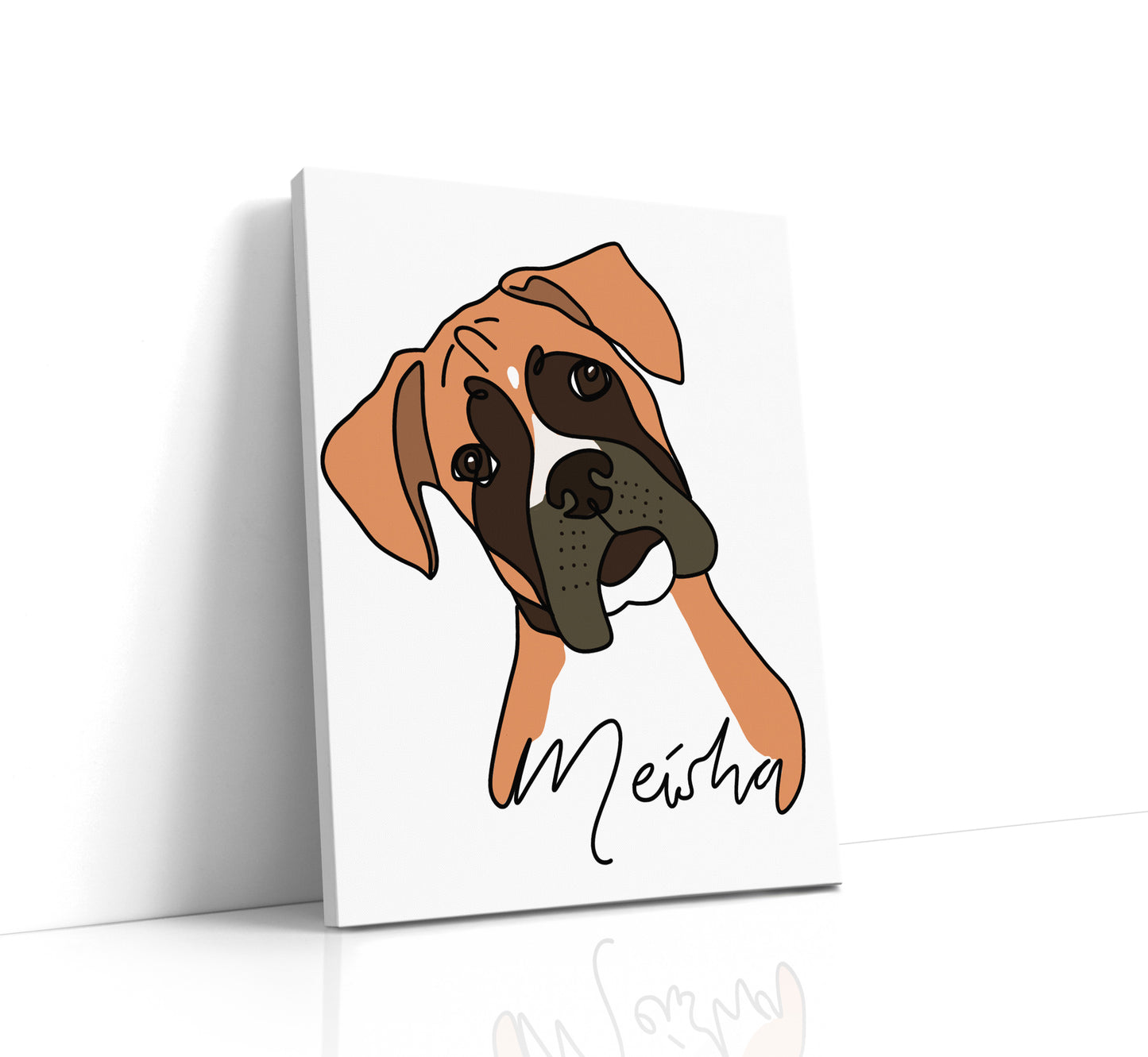 Custom Pet Portrait Canvas - Hand-Drawn Colour Line Art - Personalised Gift for Pet Lovers