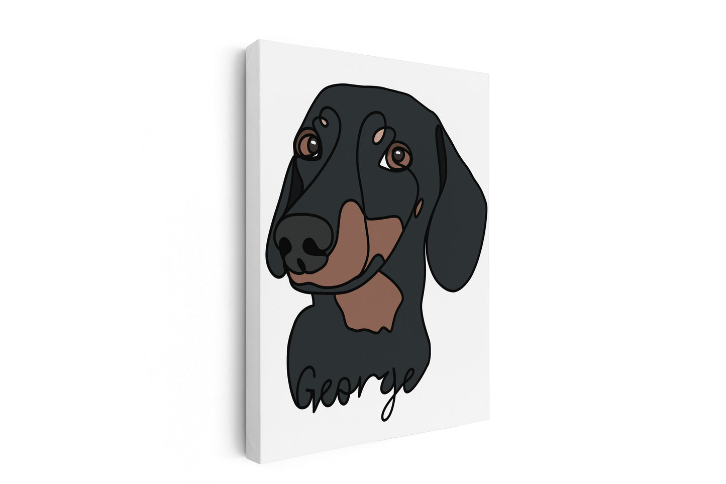 Custom Pet Portrait Canvas - Hand-Drawn Colour Line Art - Personalised Gift for Pet Lovers