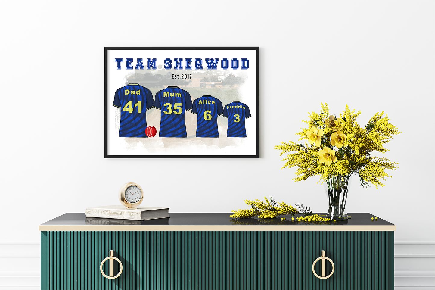 Custom Family Cricket Shirts | County & International Team Art | Ideal Father's Day or Birthday Gift