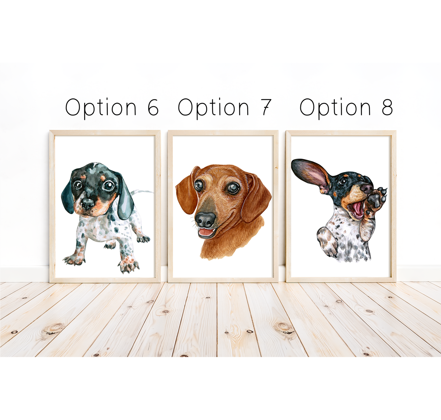 Dachshund artwork - charming dog or puppy portrait with custom funny or heart warming message | A4 | A5 | Greeting card