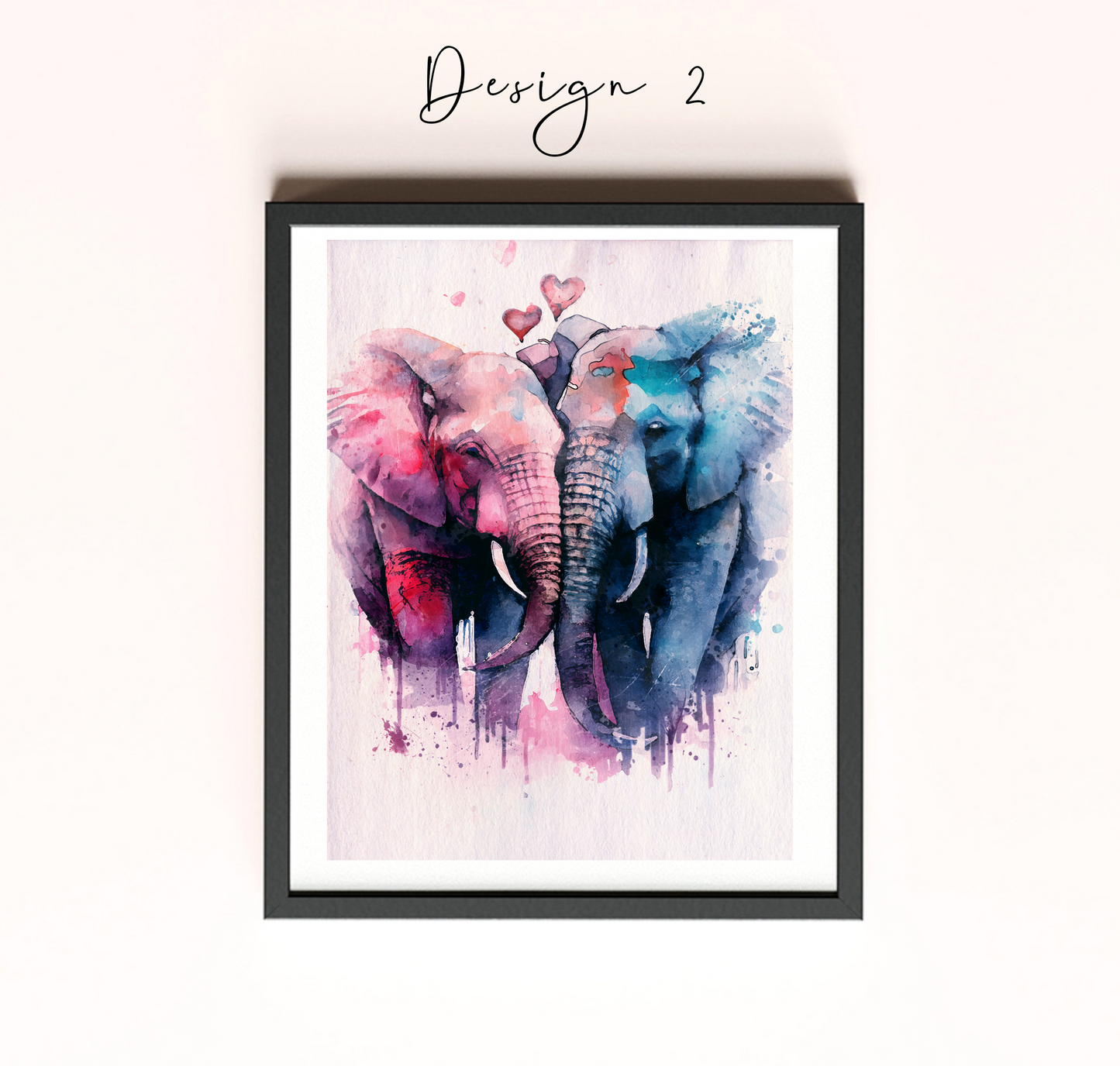 Elephant couple portrait | Cute animal print | greeting card | A4 | A5 | gift for girlfriend or boyfriend | Husband or wife present