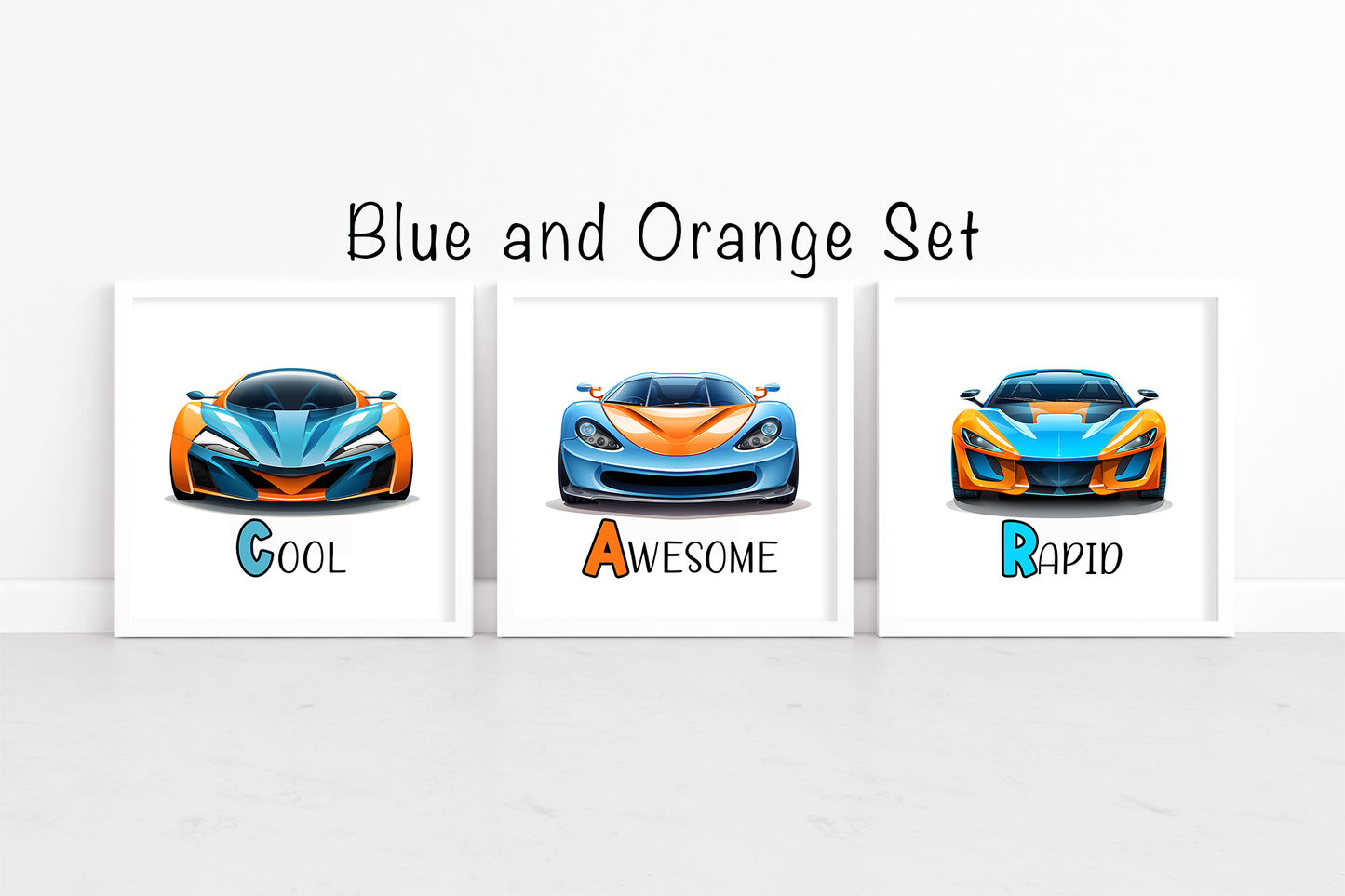 Vibrant Velocity Wall Art Trio - Race Into Excitement with Dazzling Car Decor with a Set of 3 Racing Car art prints