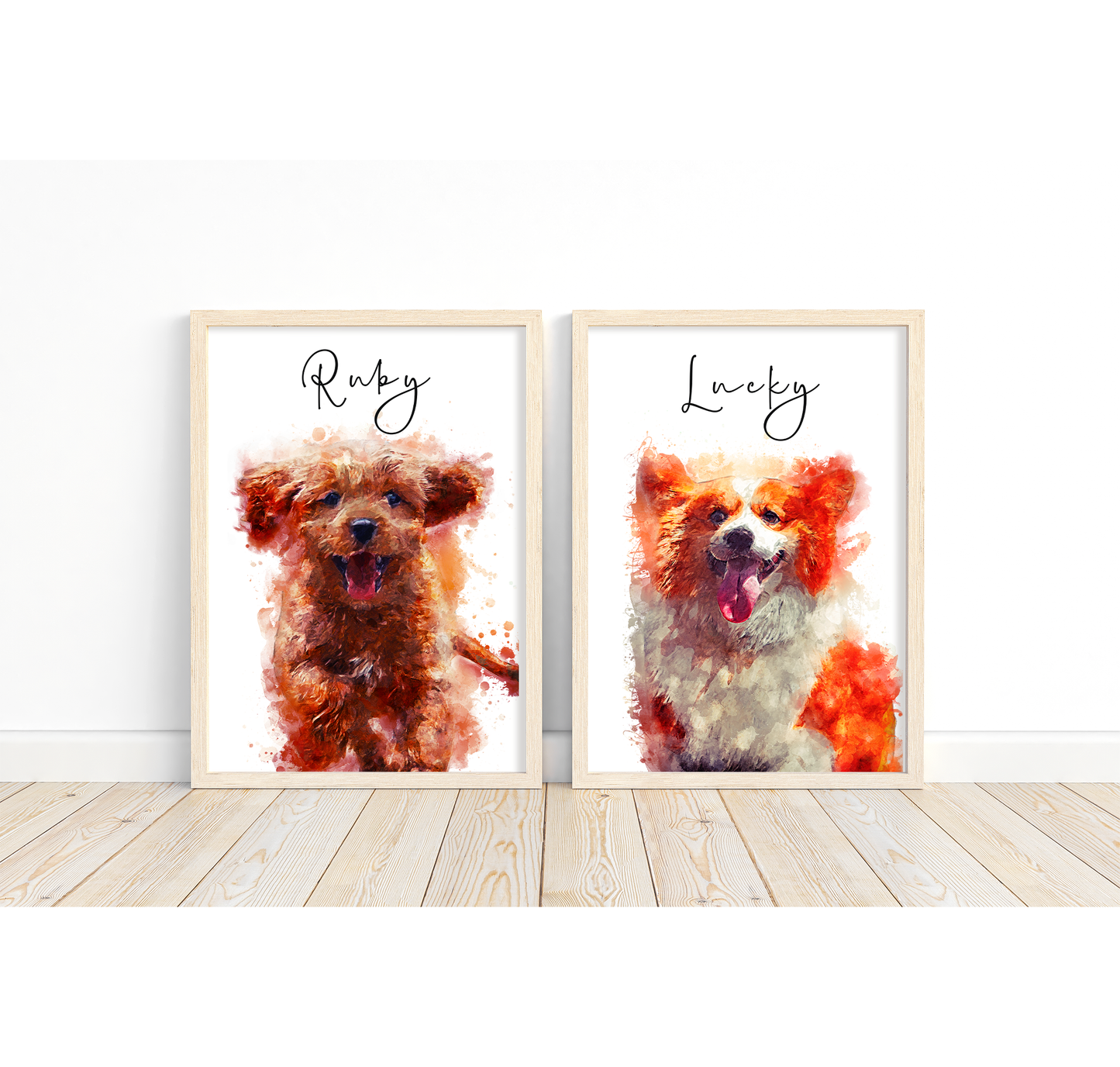 Personalised watercolour Pet Portrait - Vibrant, Digital Artwork of Your Beloved Dog