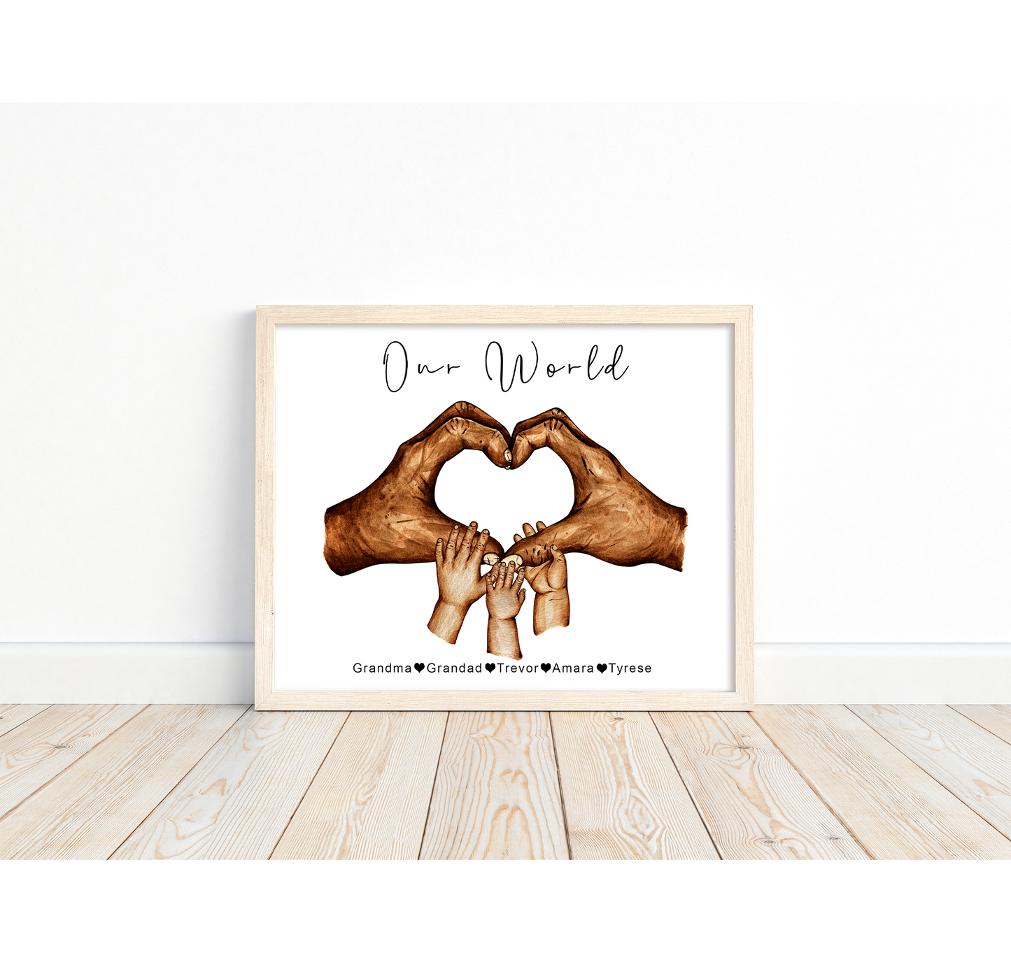 Grandma hands in shape of a heart with grandchildren print | Black and white or full colour | A3 | A4 | A5 |