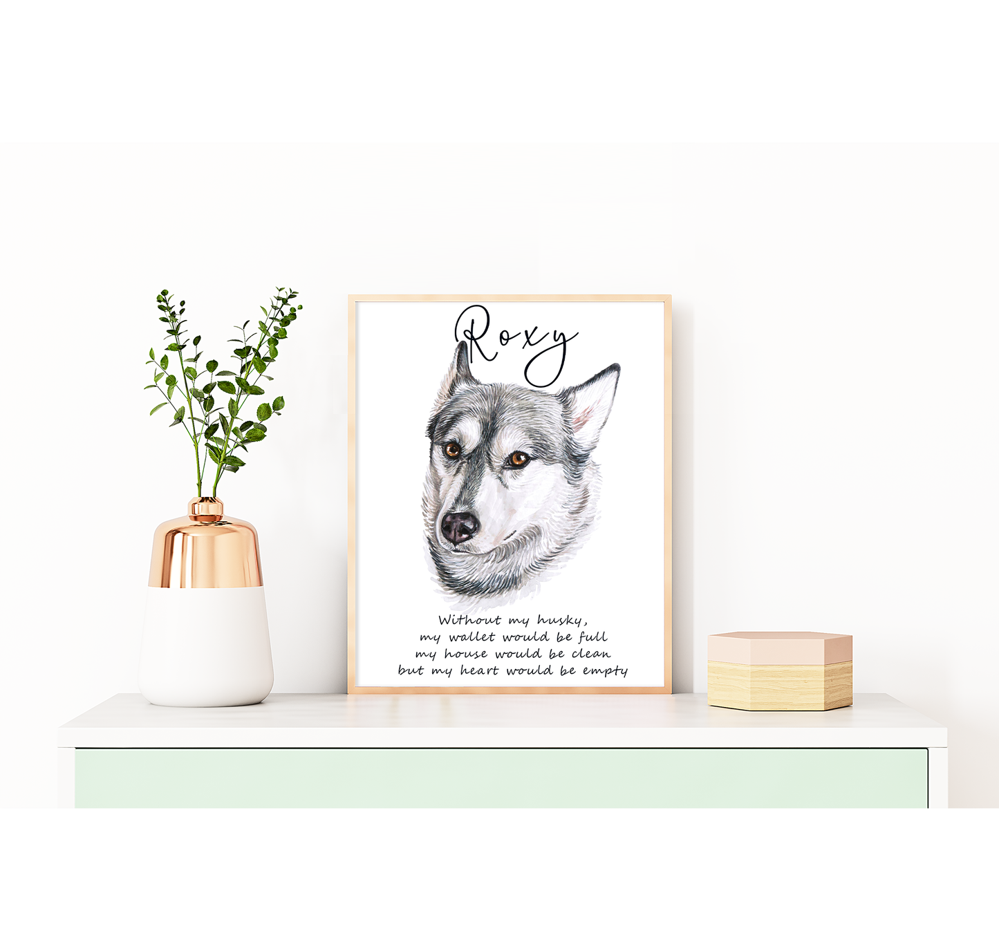 Siberian husky artwork - adorable dog portraits with custom funny or heart warming message | A4 | A5 | Greeting card