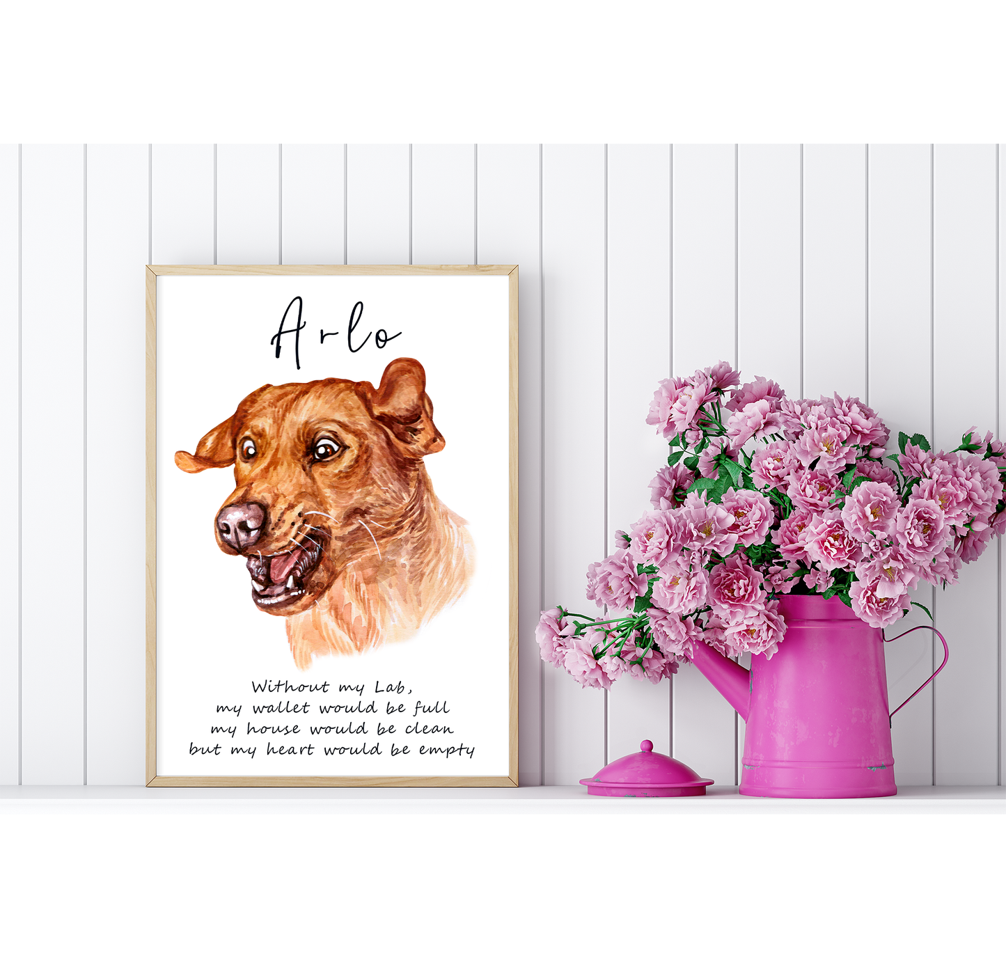 Labrador retriever wall art - adorable dog portraits with custom funny or heart warming message | A4 | A5 | Greeting card