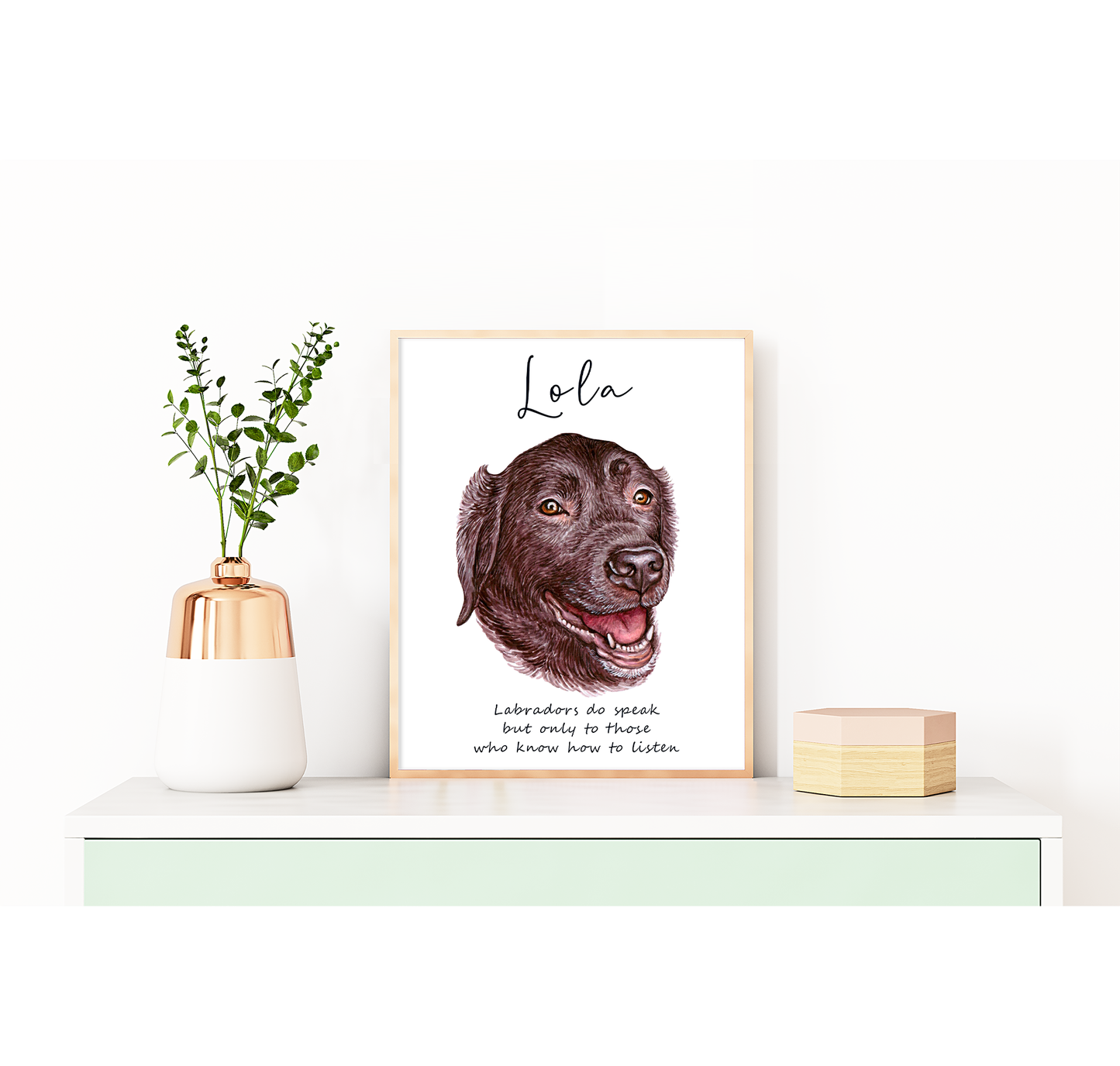 Labrador retriever wall art - adorable dog portraits with custom funny or heart warming message | A4 | A5 | Greeting card