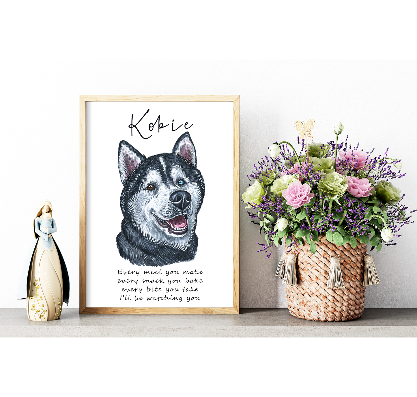 Siberian husky artwork - adorable dog portraits with custom funny or heart warming message | A4 | A5 | Greeting card