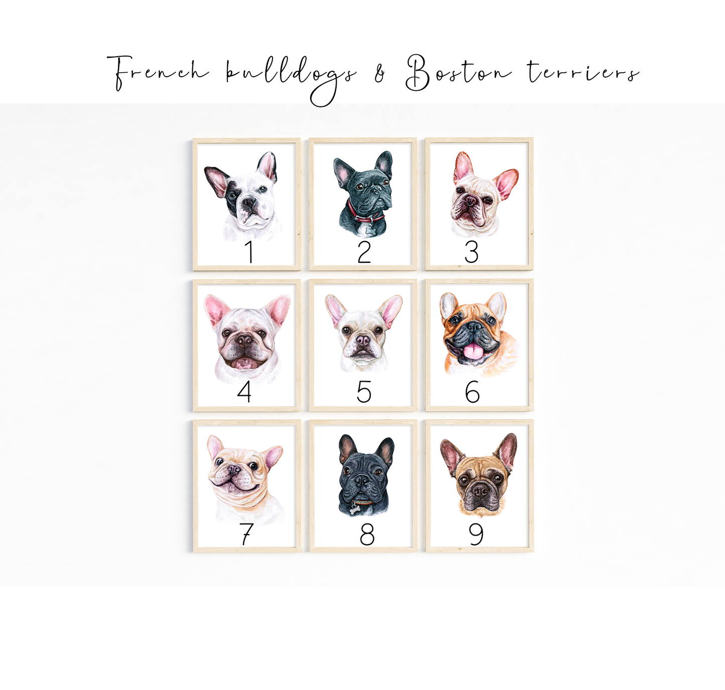 French bulldog and Boston terrier art - charming dog portrait with custom funny or heart warming message | A4 | A5 | Greeting card