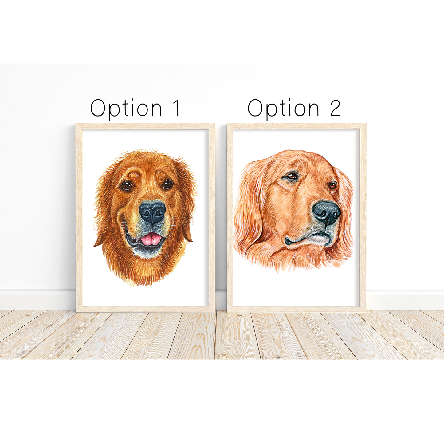 Golden retriever artwork - adorable dog portraits with custom funny or heart warming message | A4 | A5 | Greeting card