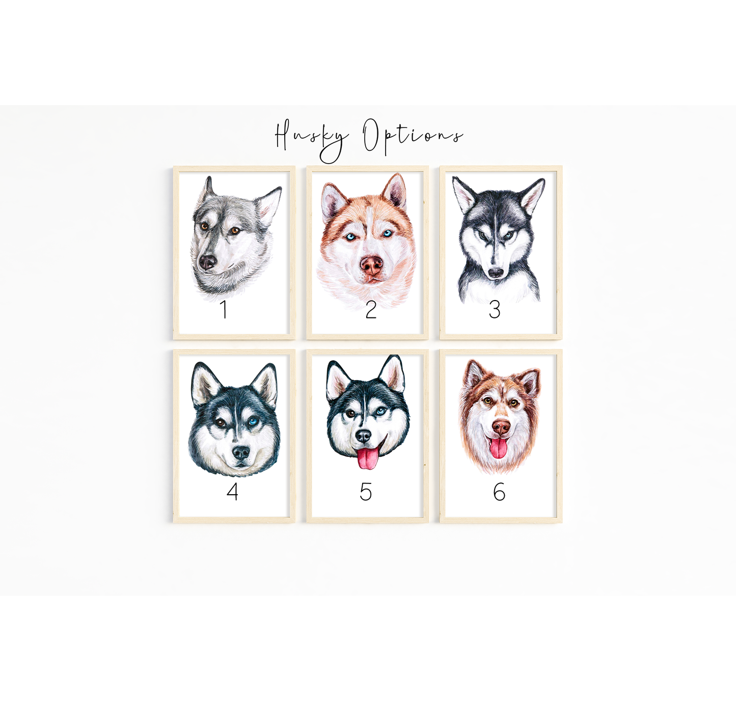 Siberian husky artwork - adorable dog portraits with custom funny or heart warming message | A4 | A5 | Greeting card