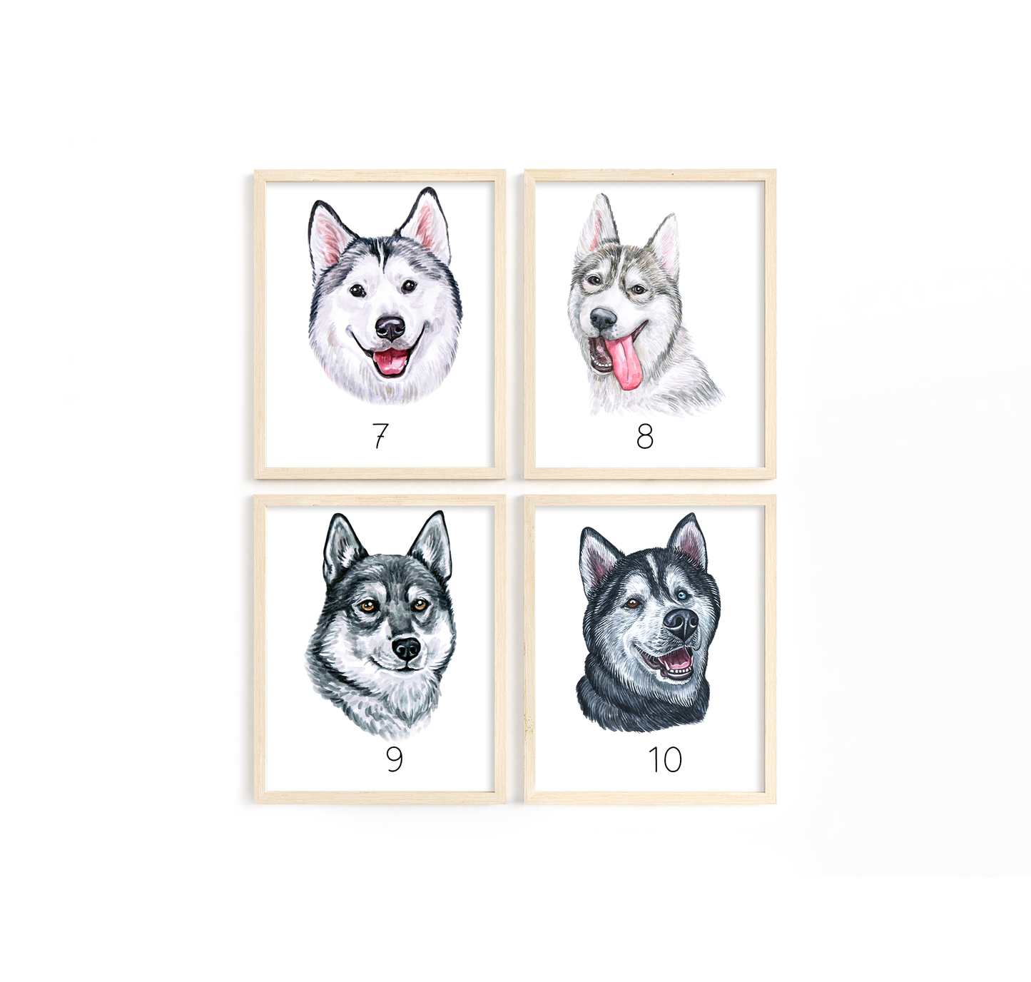 Siberian husky artwork - adorable dog portraits with custom funny or heart warming message | A4 | A5 | Greeting card