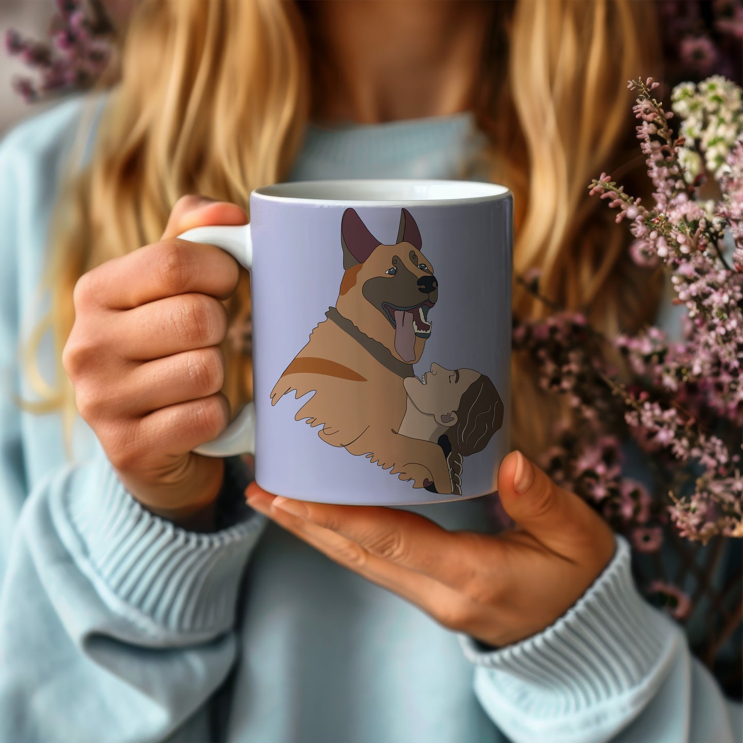 Cartoon style Custom Hand-Drawn Pet Mug | Personalised Line Art | Unique Pet Drawing from Photo