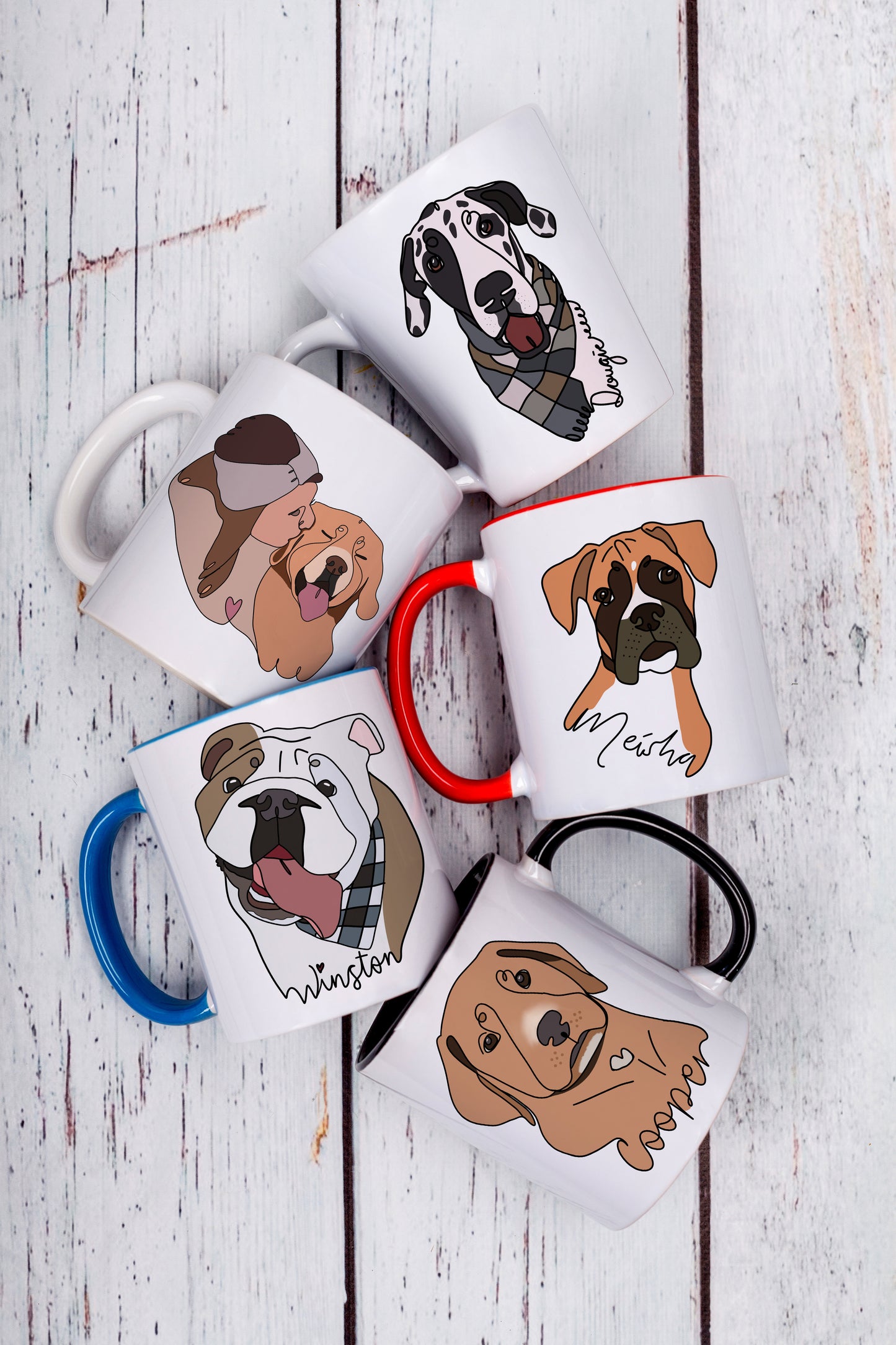 Cartoon style Custom Hand-Drawn Pet Mug | Personalised Line Art | Unique Pet Drawing from Photo