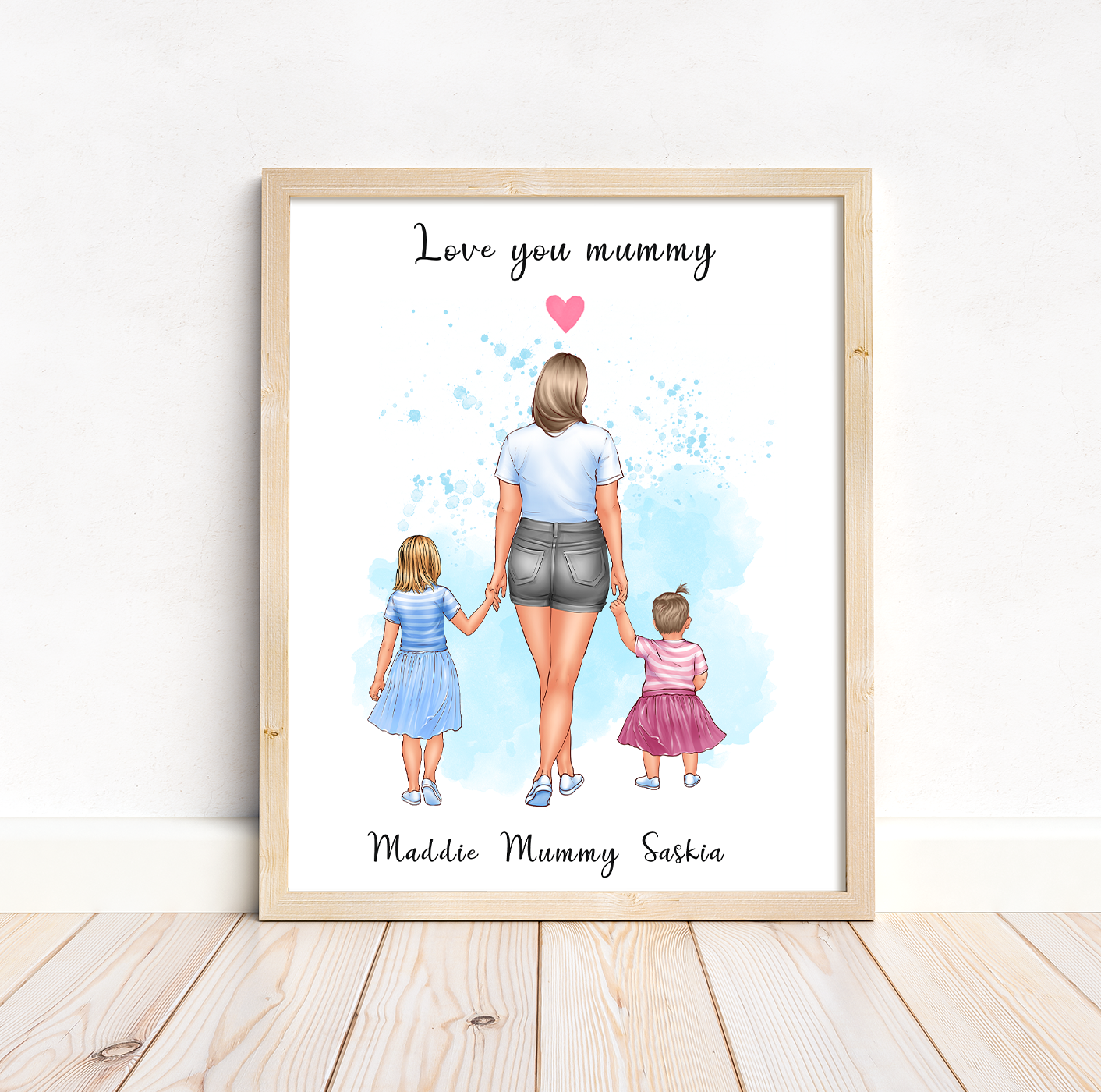 Mother and children portrait, fully customisable family print for mum from daughters and sons | A4 | A5 | Greeting card