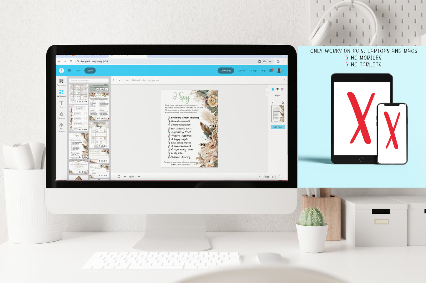 Boho Wedding Game Bundle: Rustic Floral Bridal Shower Games (Instant Download)