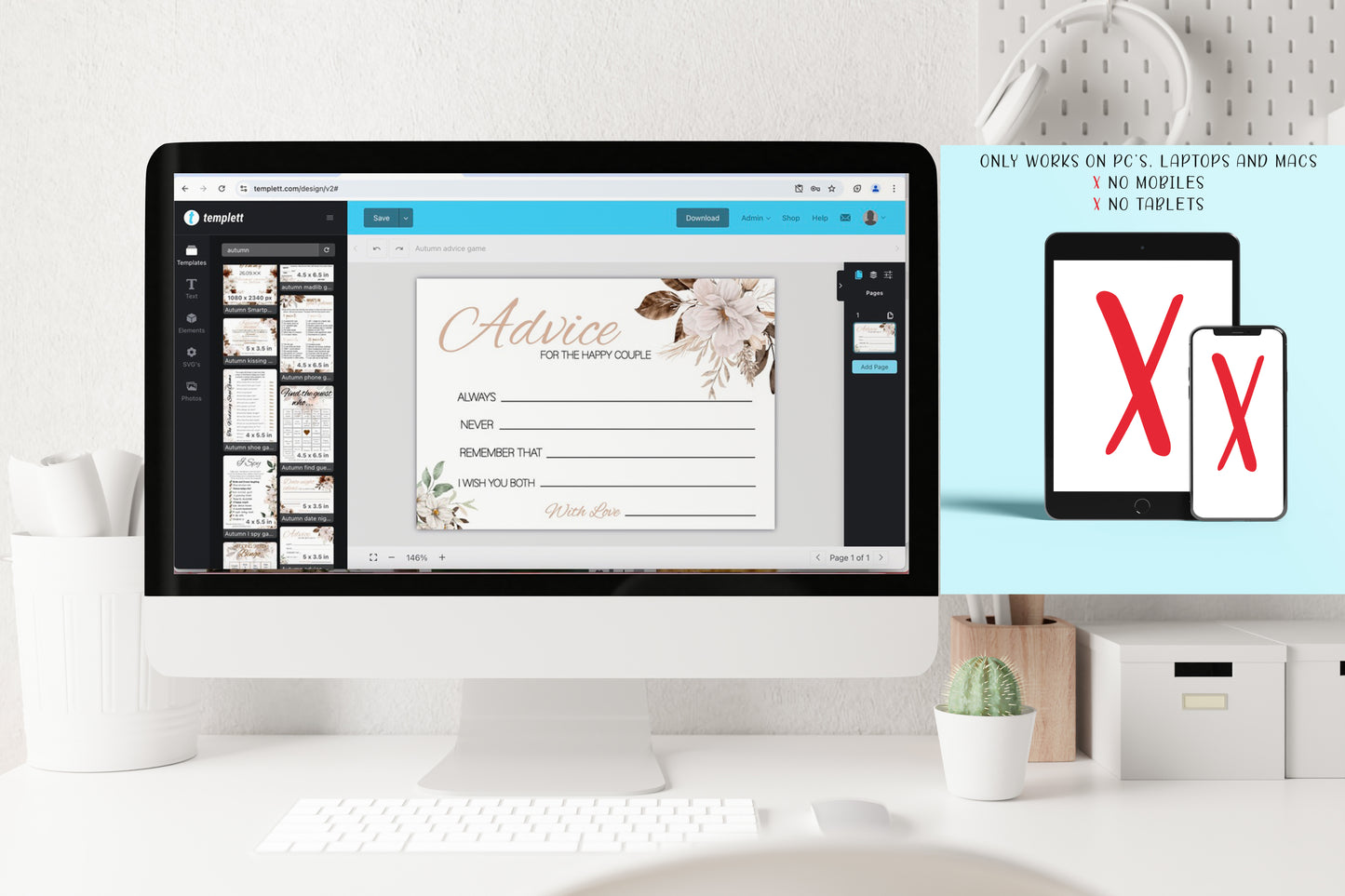 Rustic Autumn Wedding Game Bundle: 9 Editable Templates (Digital Download)