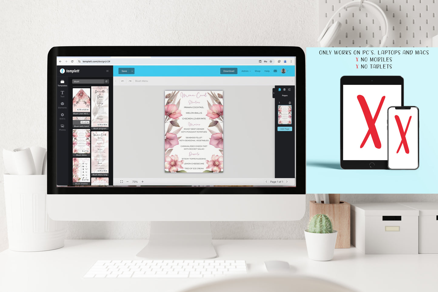 Blush Pink Floral Wedding Invitation Suite: Editable Template