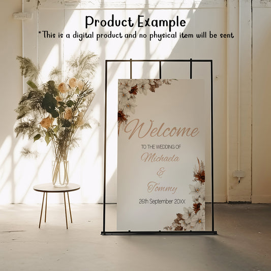 Autumn Floral Wedding Sign Template: Editable Seating Charts (Digital Download)