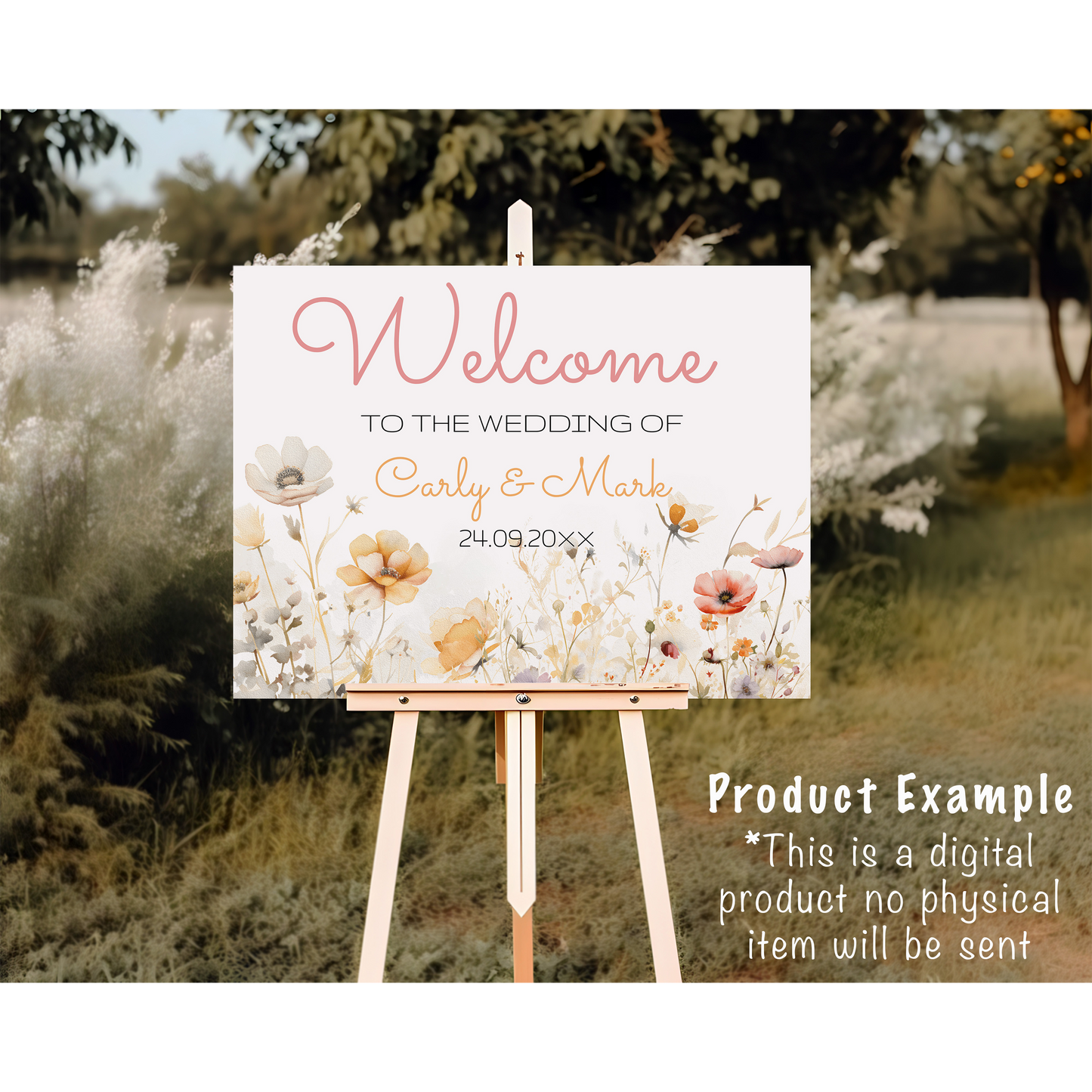 Wild Bloom Wedding Large sign template bundle  - 7x Editable Templates - Seating charts, welcome sign, custom signs, photo booth frame