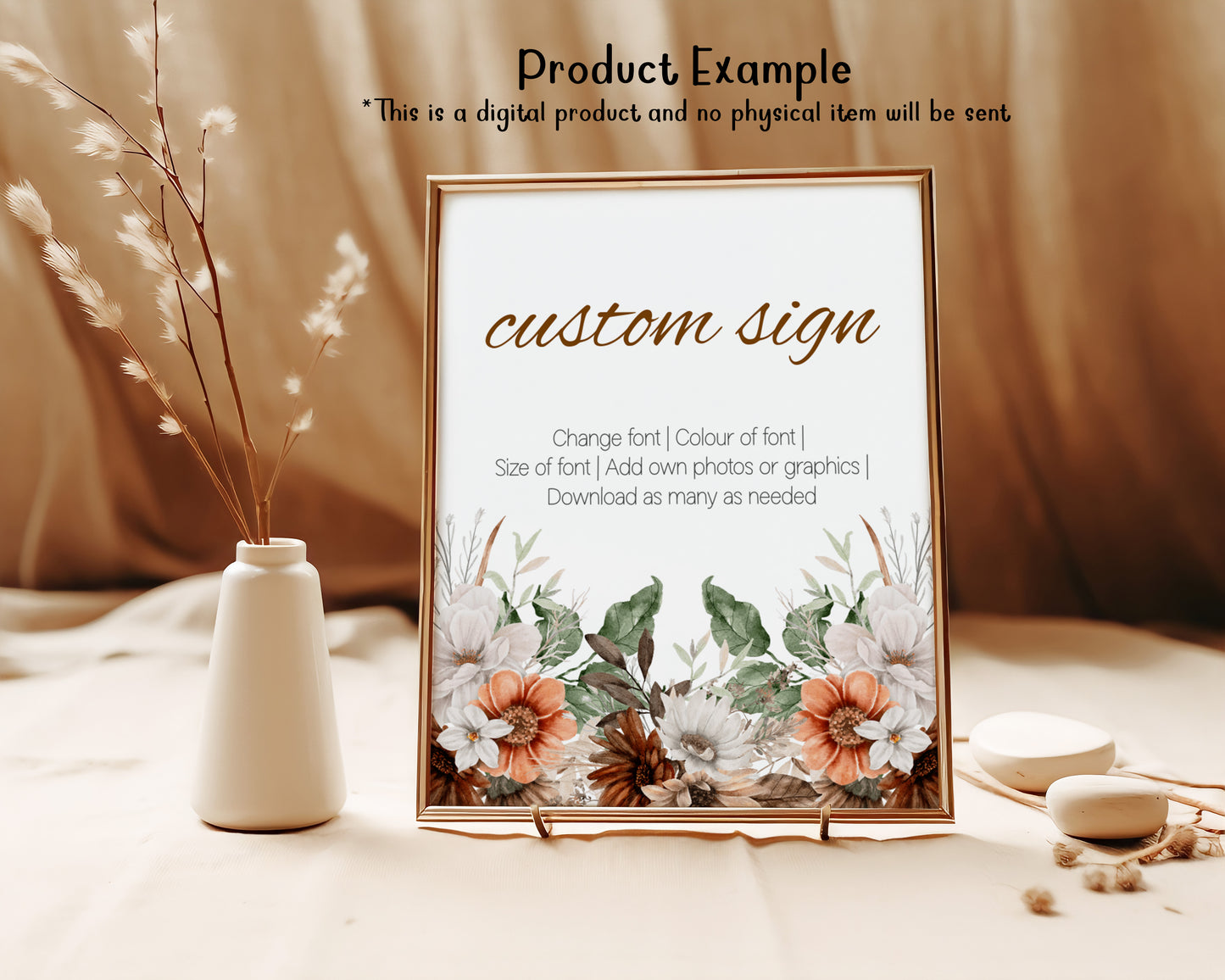 Autumn Floral Wedding Sign Template: Editable Seating Charts (Digital Download)