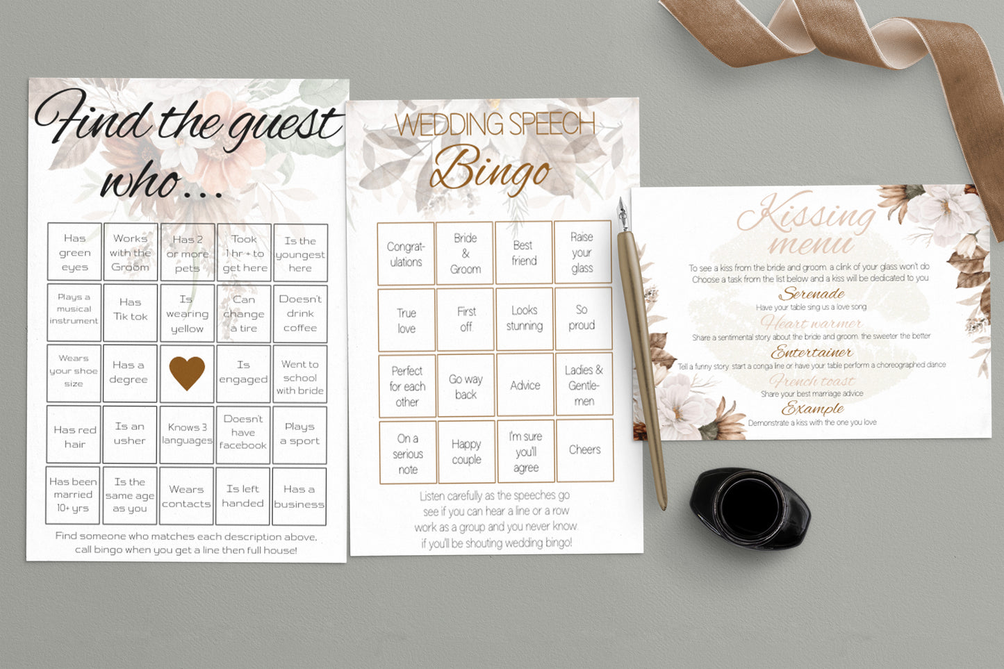 Rustic Autumn Wedding Game Bundle: 9 Editable Templates (Digital Download)