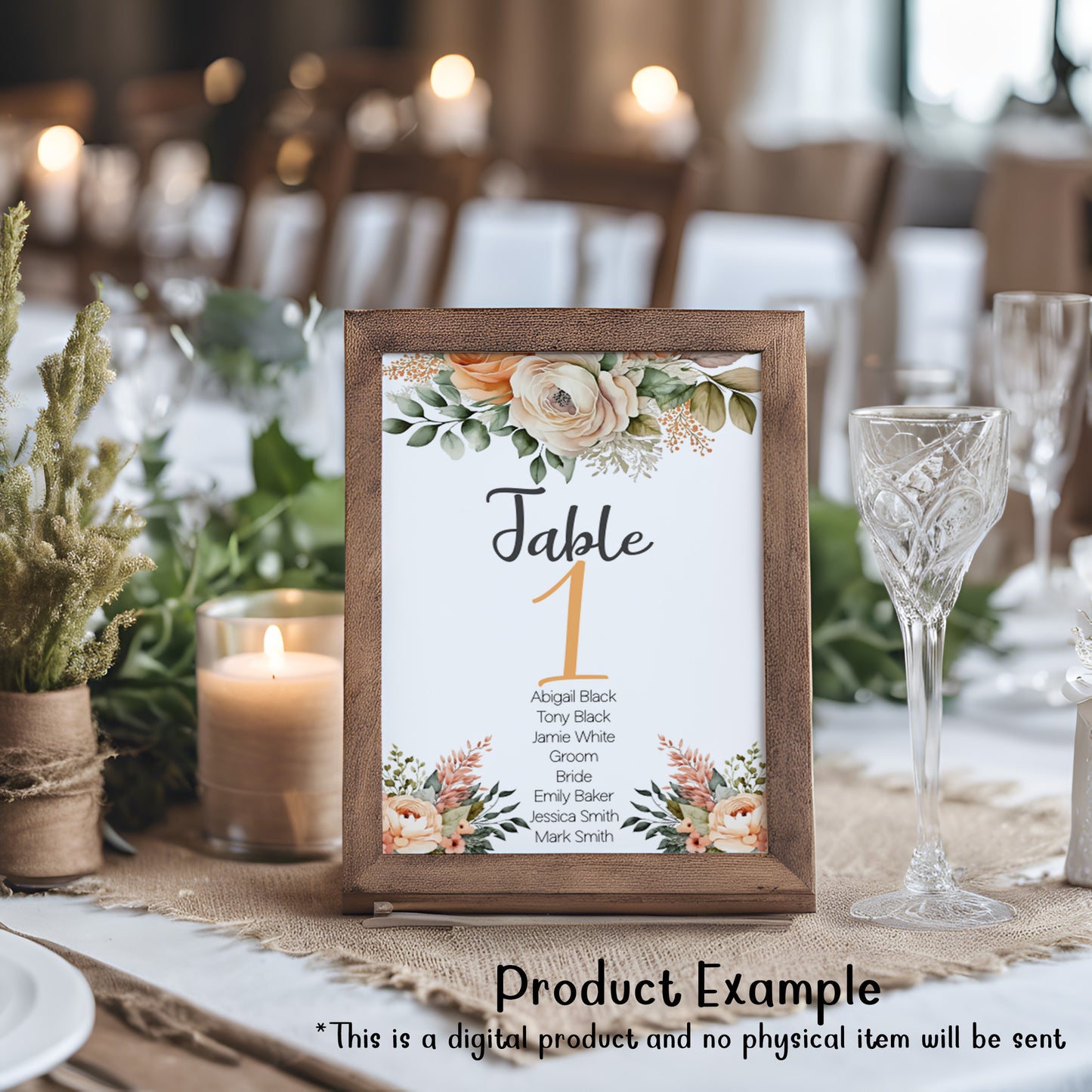 Peach Flowers Wedding Small signs: Editable table and gift signage templates (digital downloads)