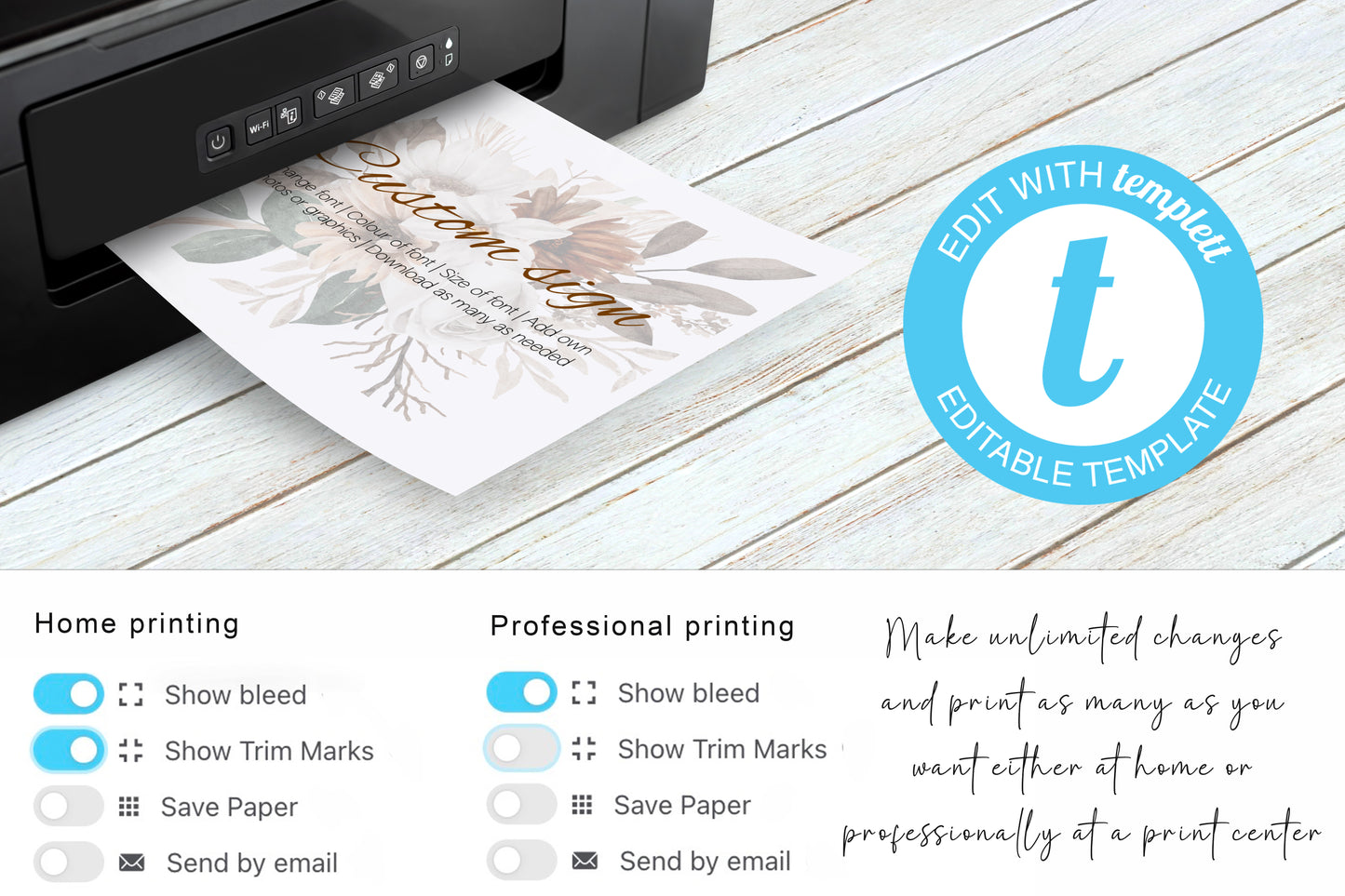 Autumn Floral Wedding Sign Template: Editable Seating Charts (Digital Download)