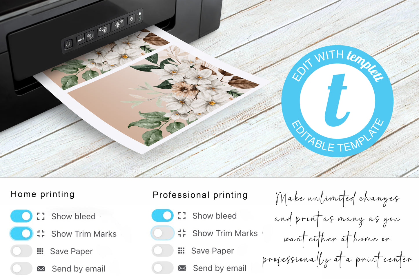 Autumn Wedding Invitation Template Bundle: Floral Elegance (Editable)