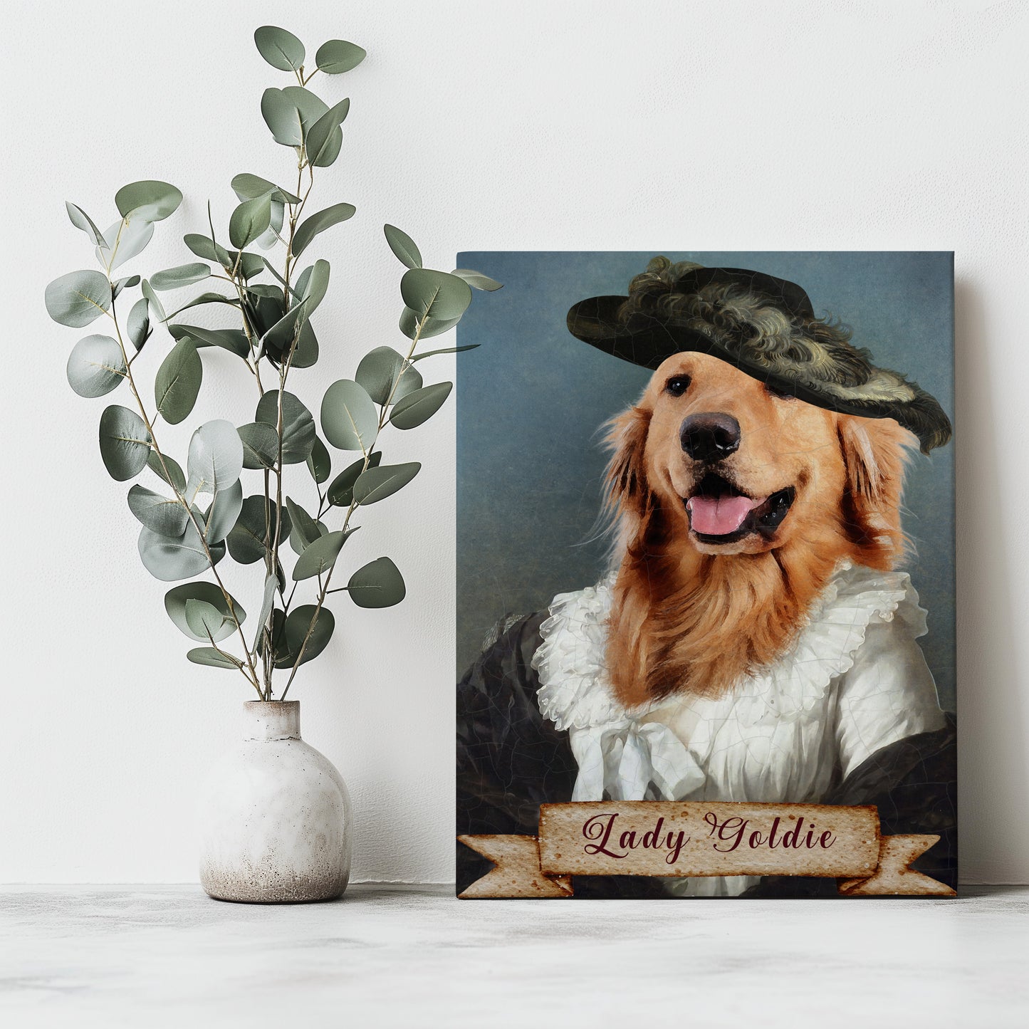 Custom Vintage Pet Portrait Canvas - Regal Pet Artwork for Dog & Cat Lovers