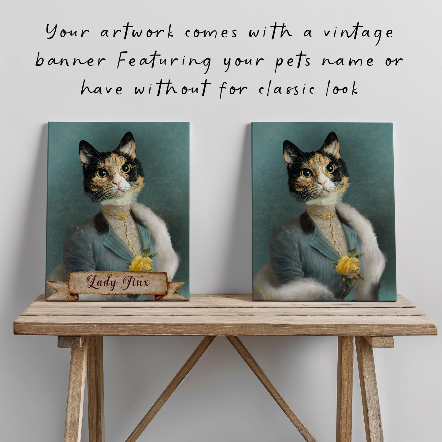 Custom Vintage Pet Portrait Canvas - Regal Pet Artwork for Dog & Cat Lovers