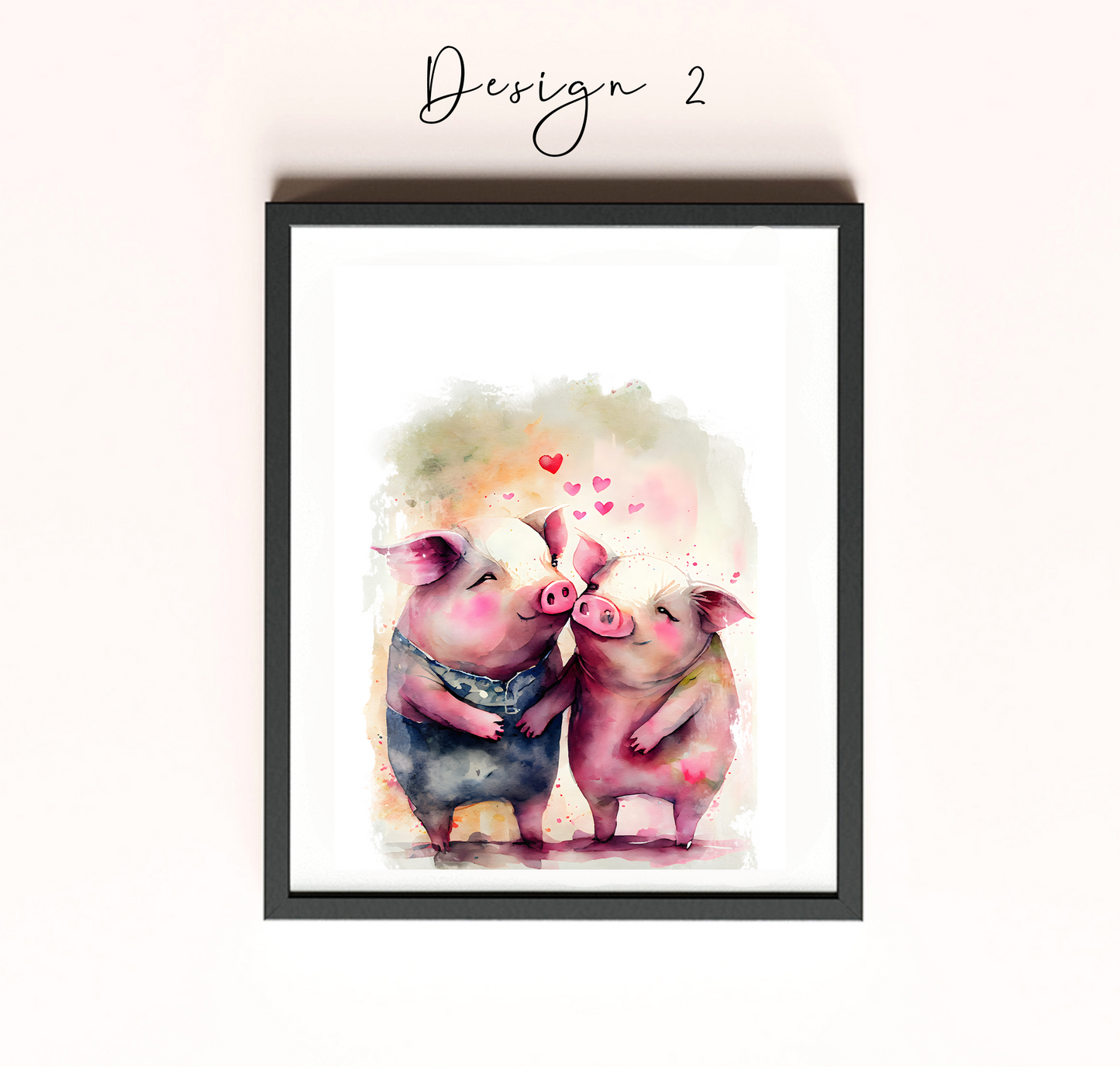 Cute pig portrait | funny pig couple | greeting card | A4 | A5 | gift for girlfriend or boyfriend | Husband or wife present